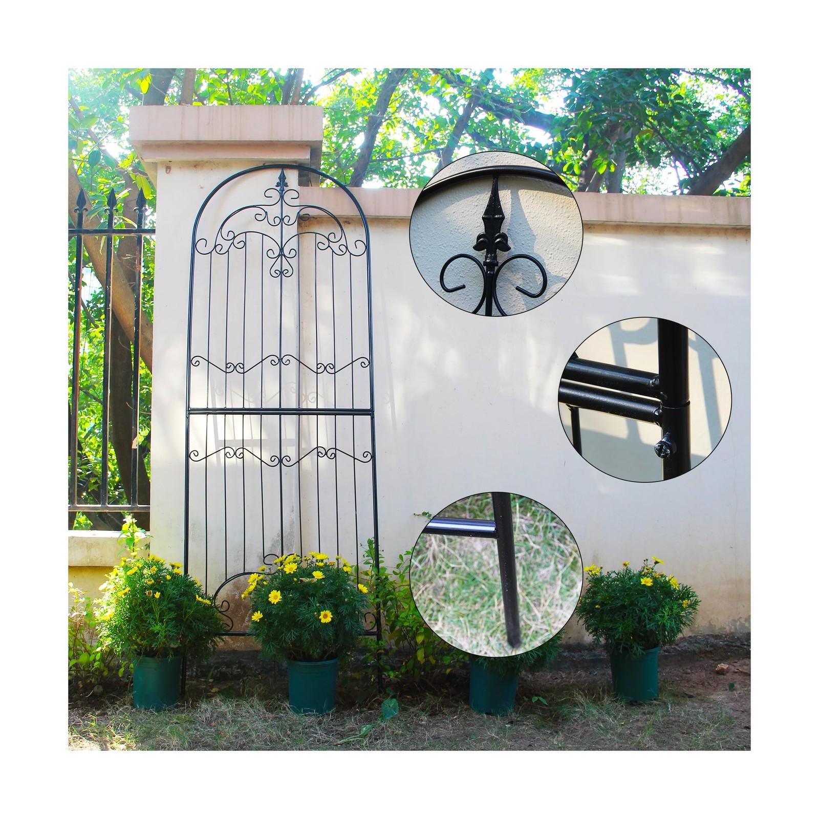 Garden Trellis for Climbing Plants 86.6″ H x 29.5″ W Tall Garden Trellis Wrou…