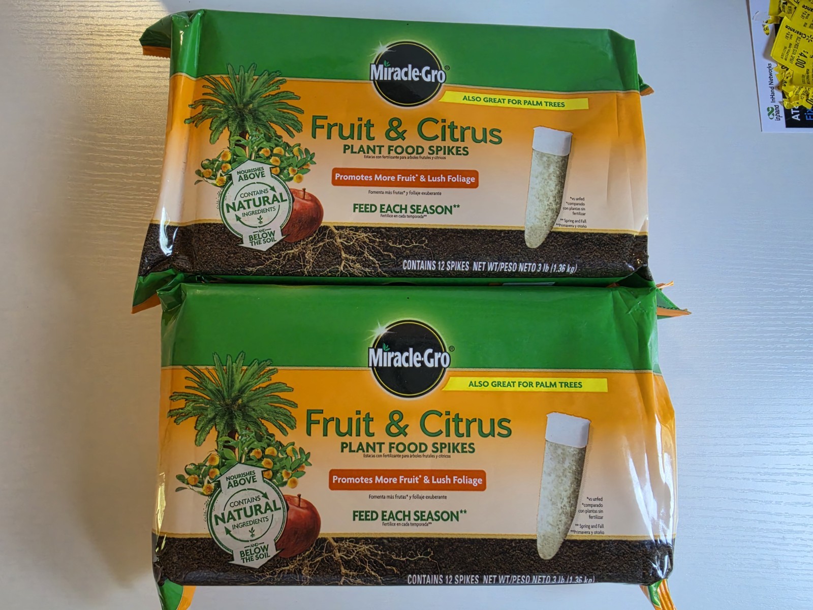 Miracle-Gro Fruit & Citrus Plant Food Spikes – Easy-To-Use Nutrients – Lot Of 2