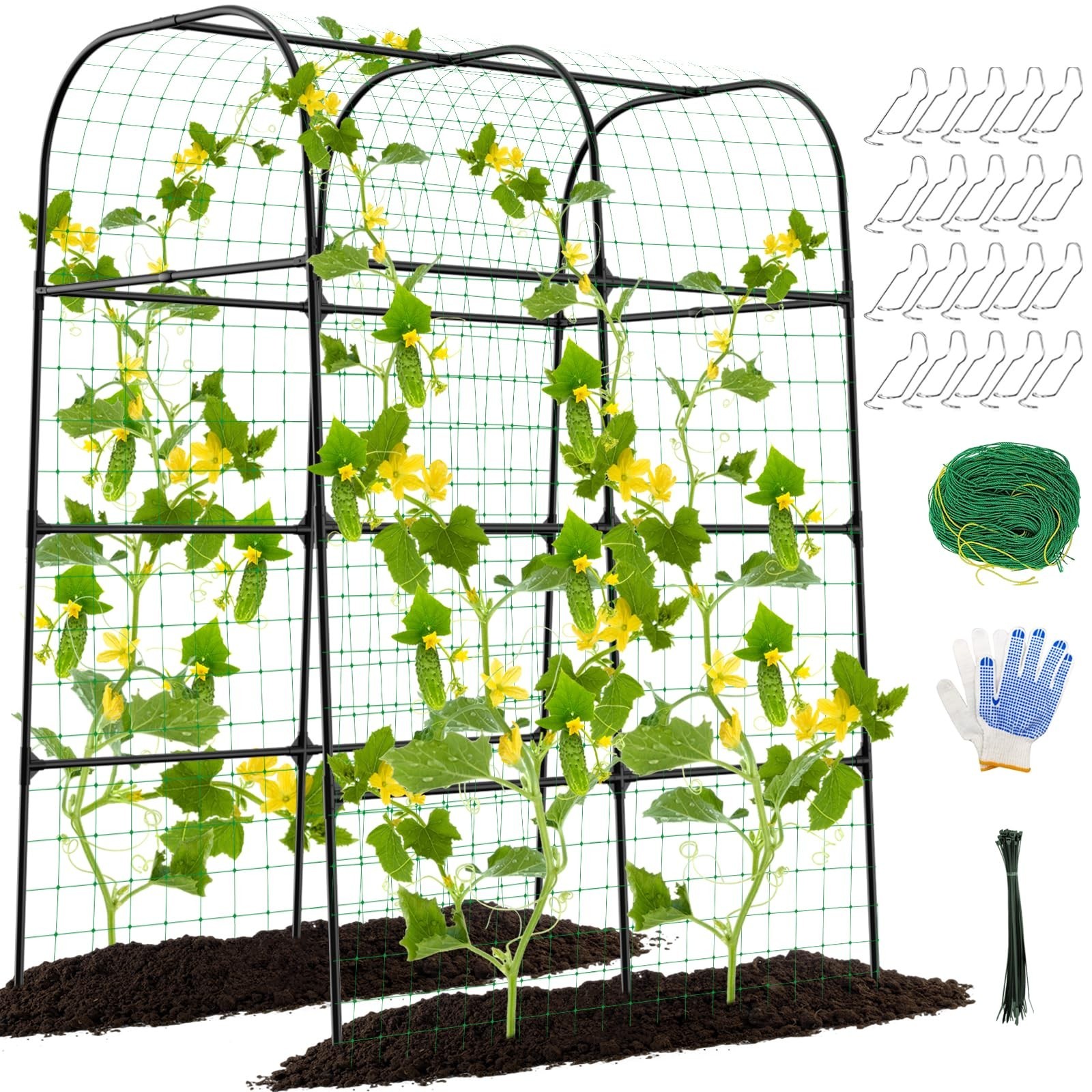 7ft Cucumber Trellis for Raised Bed, Garden Arch Trellis for Climbing Plants …