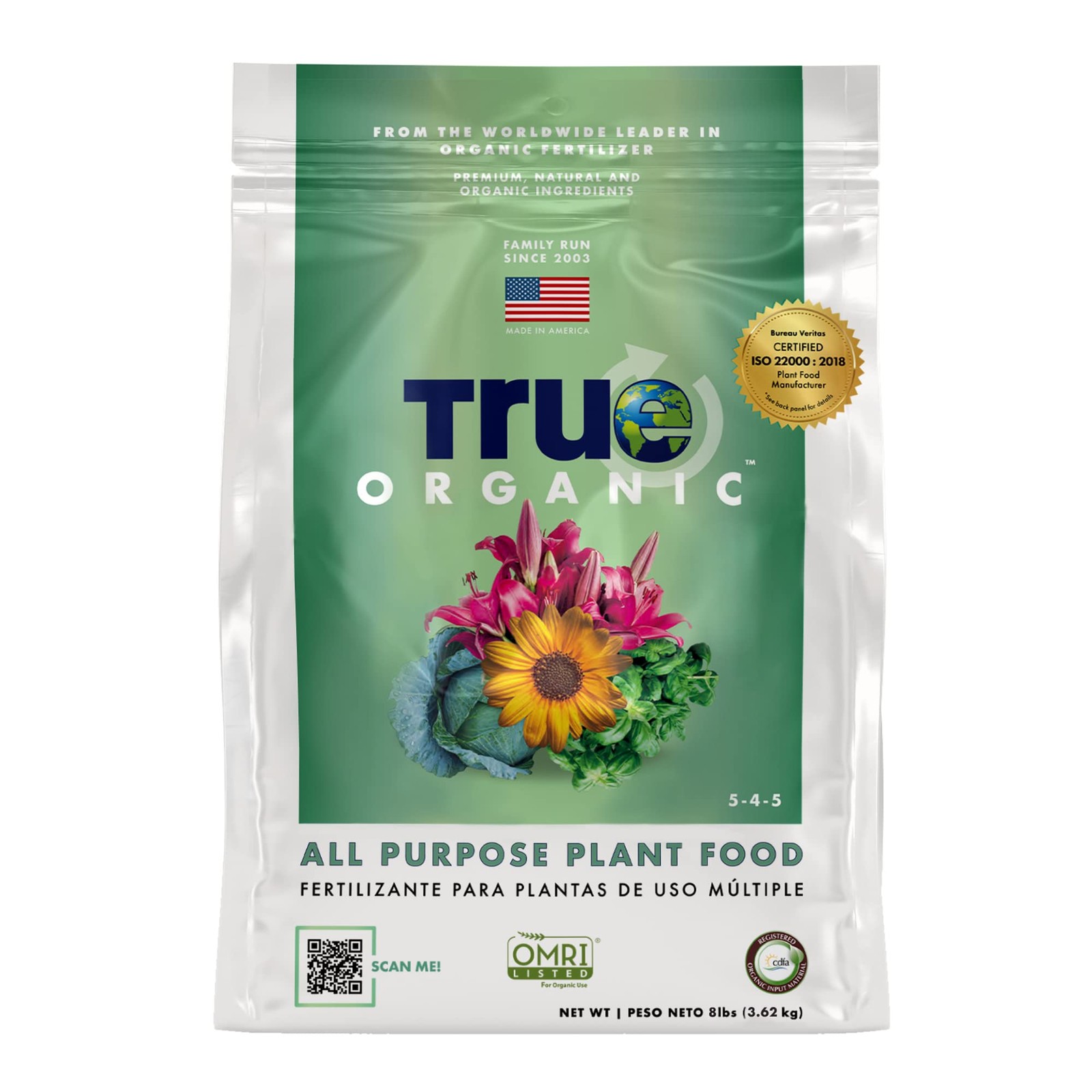 True Organic All Purpose Plant Food 8lbs Balanced Fertilizer for Thriving Plants