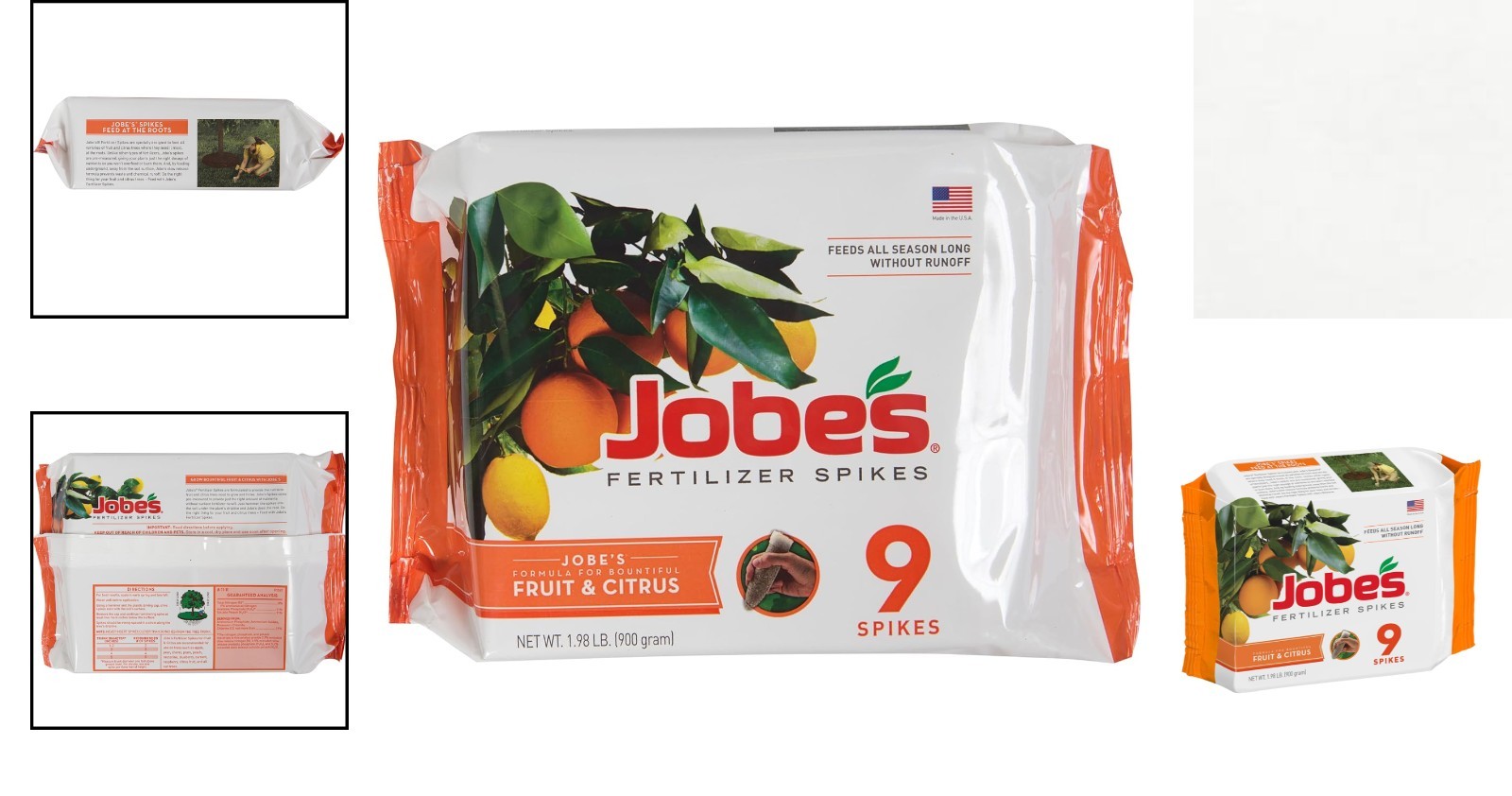 Jobe’s Slow Release Fertilizer Spikes for Fruit & Citrus – 9 Count, 8-11-11 NPK