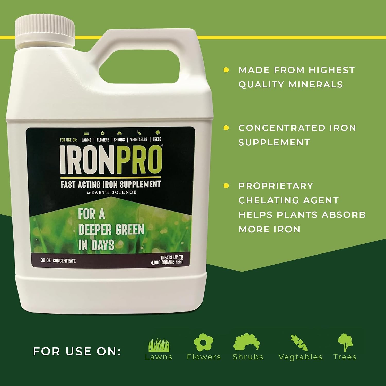 IronPro Fast Acting Liquid Iron Concentrate- 32oz-Iron Supplement for Lawns