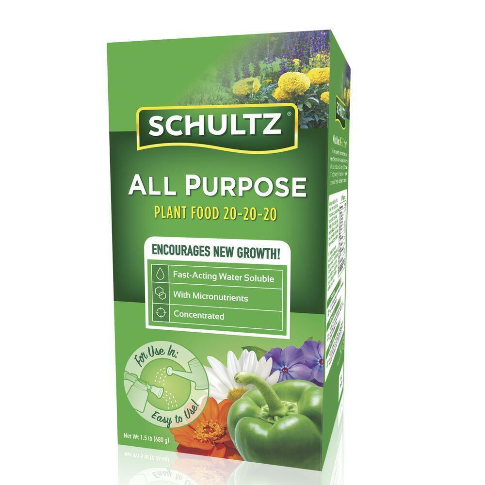 Schultz All Purpose Plant Food 20-20-20 Fast Acting Water Soluble 1-1/2 lb..