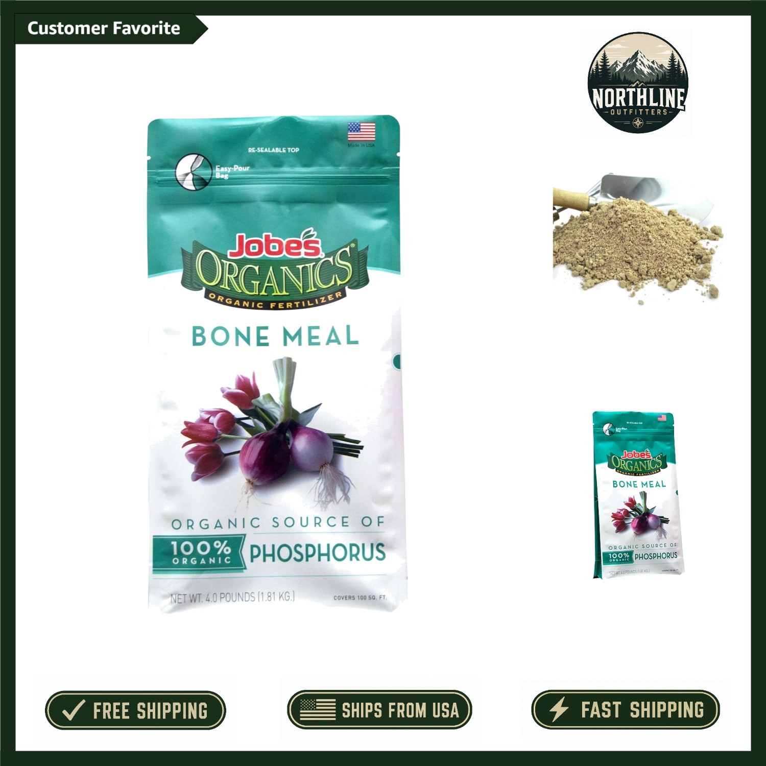 Jobe’s 4 lbs Organic Bone Meal Fertilizer for Strong Roots & Vibrant Blooms