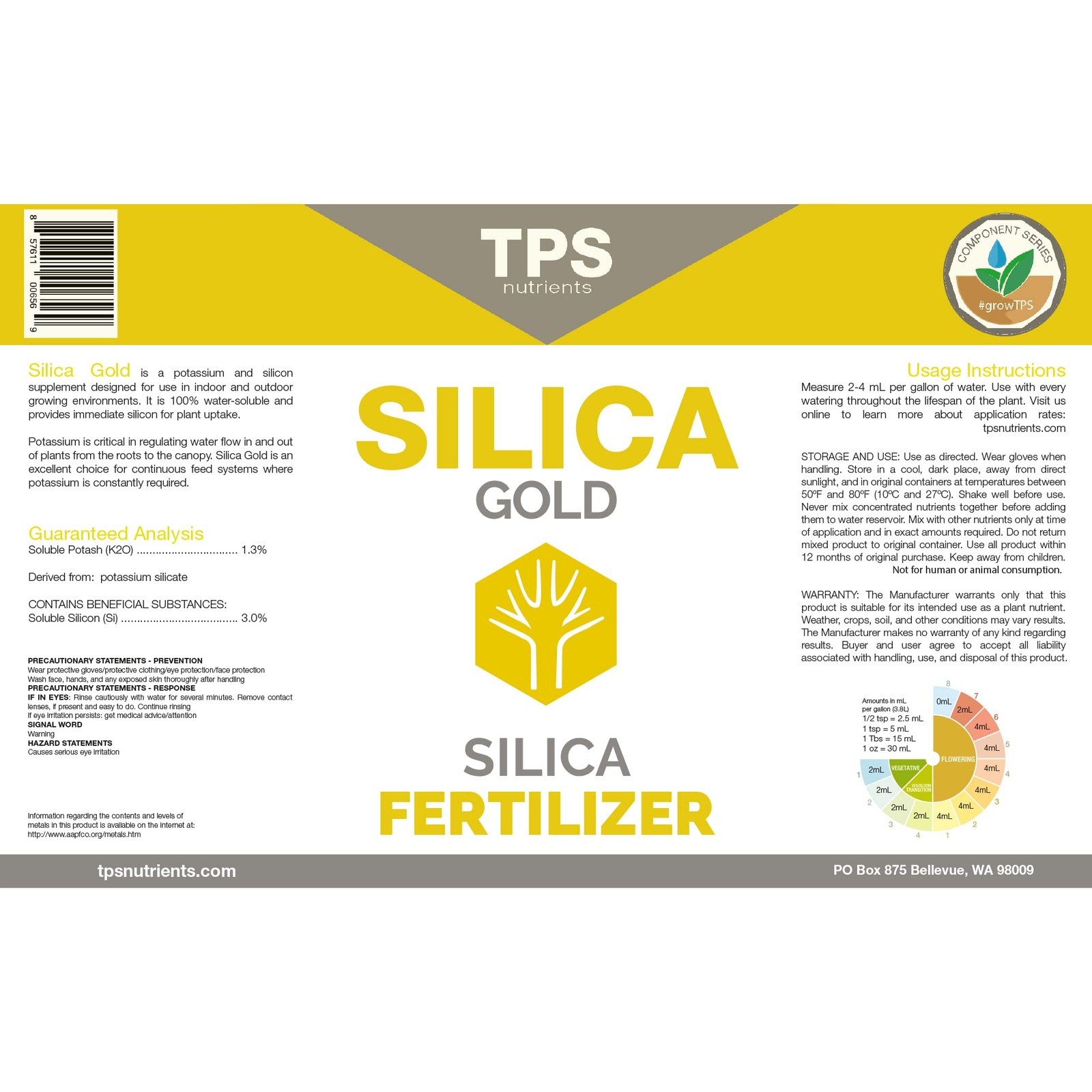 TPS NUTRIENTS Silica Gold Plant Strength Nutrient and 32 Fl Oz (Pack of 1)