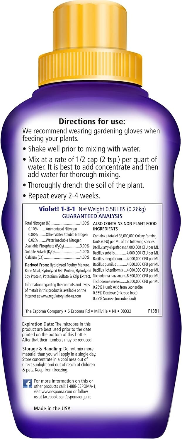 Espoma VIPF8 8 oz Violet! Organic African Violet Plant Food – Pack of 12