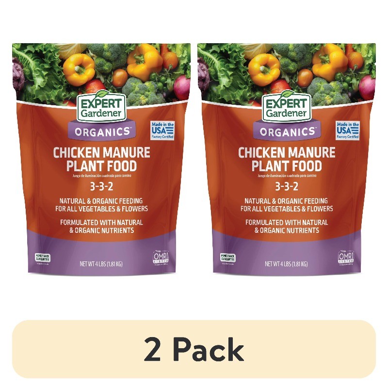 (2 pack) Expert Gardener Organics Chicken Manure All-Natural Plant Food, 4 lb
