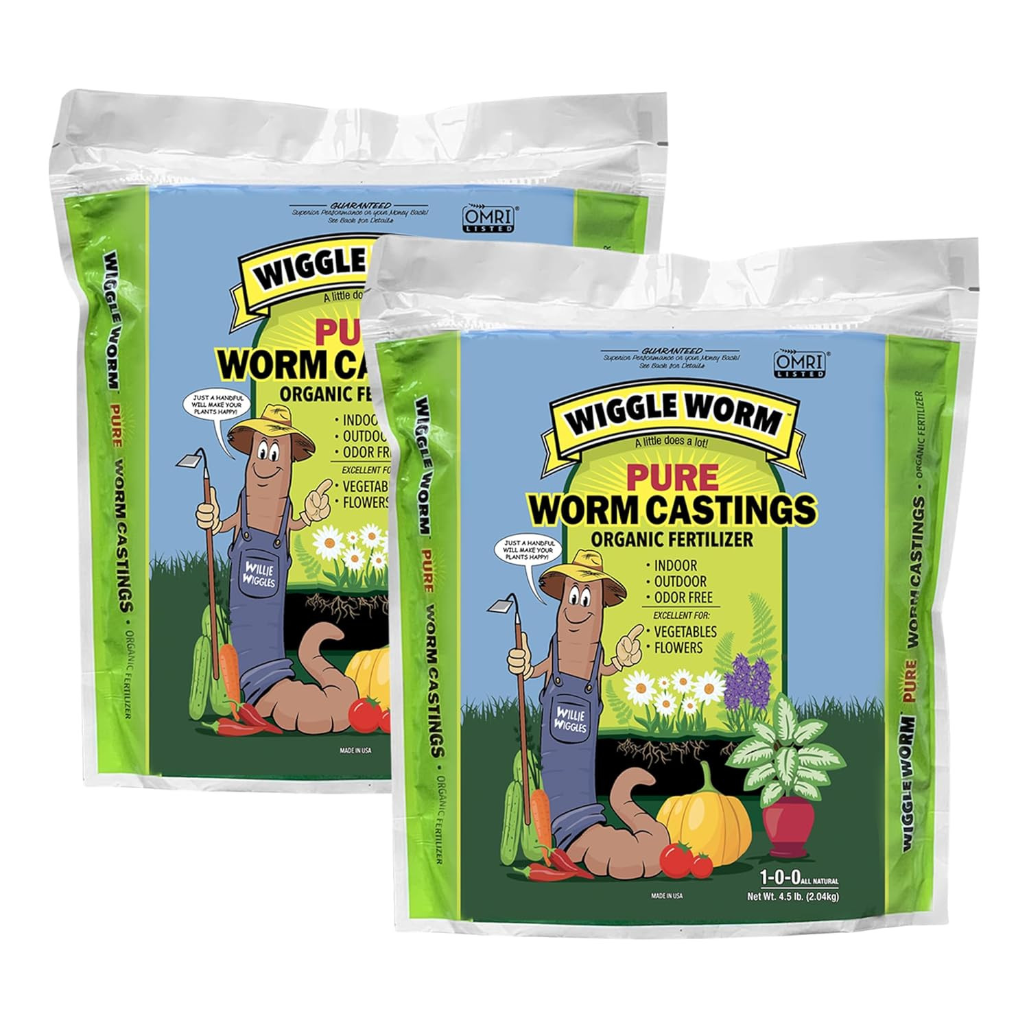 Wiggle Worm 100% Pure Organic Mineral-Dense Worm Castings Fertilizer in Resealab