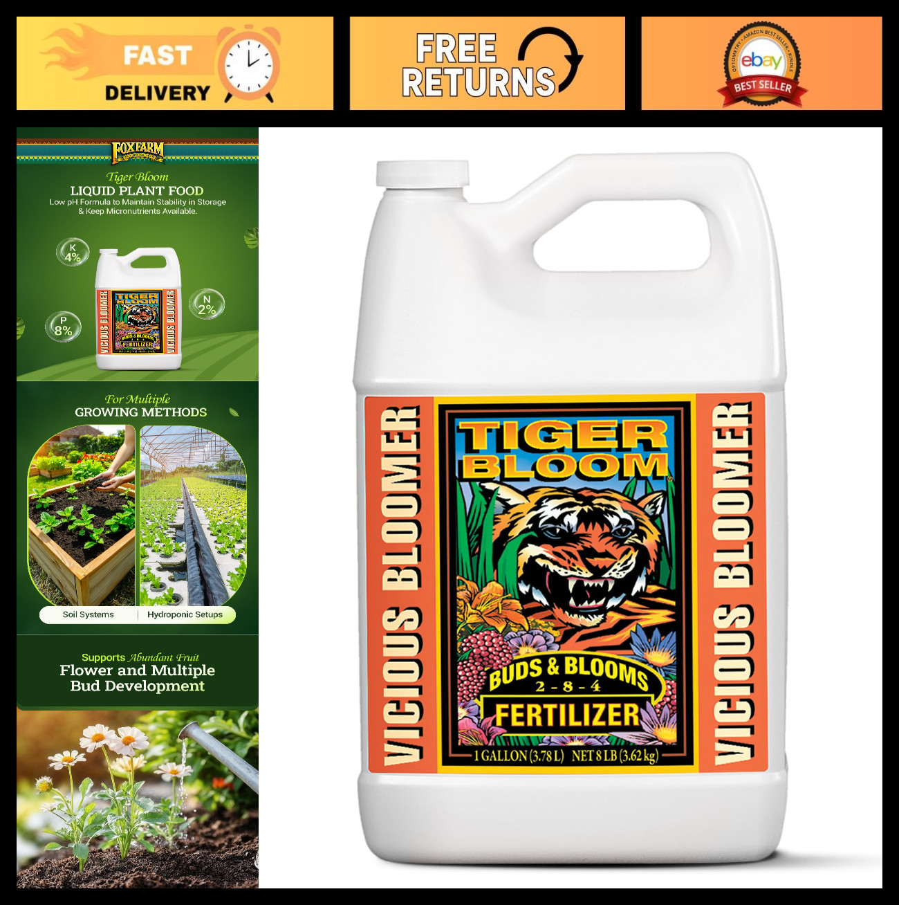 Liquid Plant Food – Phosphorus Fertilizer for Buds & Blooms – Hydroponic & Soil