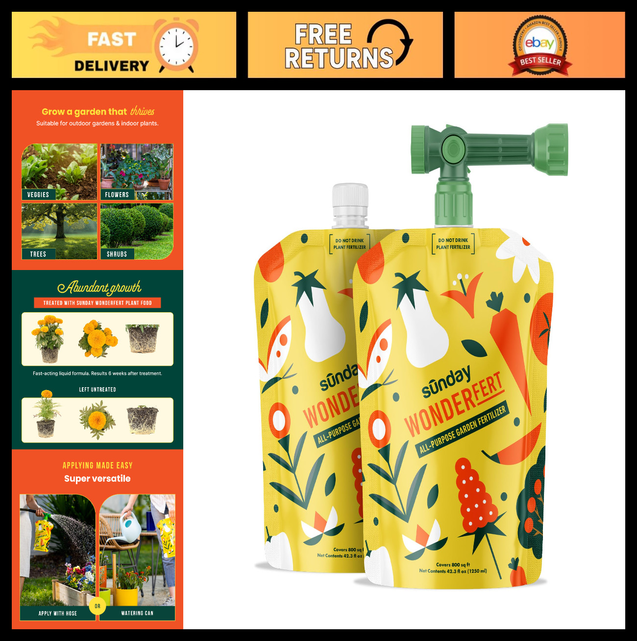 All-Purpose Liquid Fertilizer 2 Pack – 10-2-6 NPK for Flowers, Veggies, Trees &