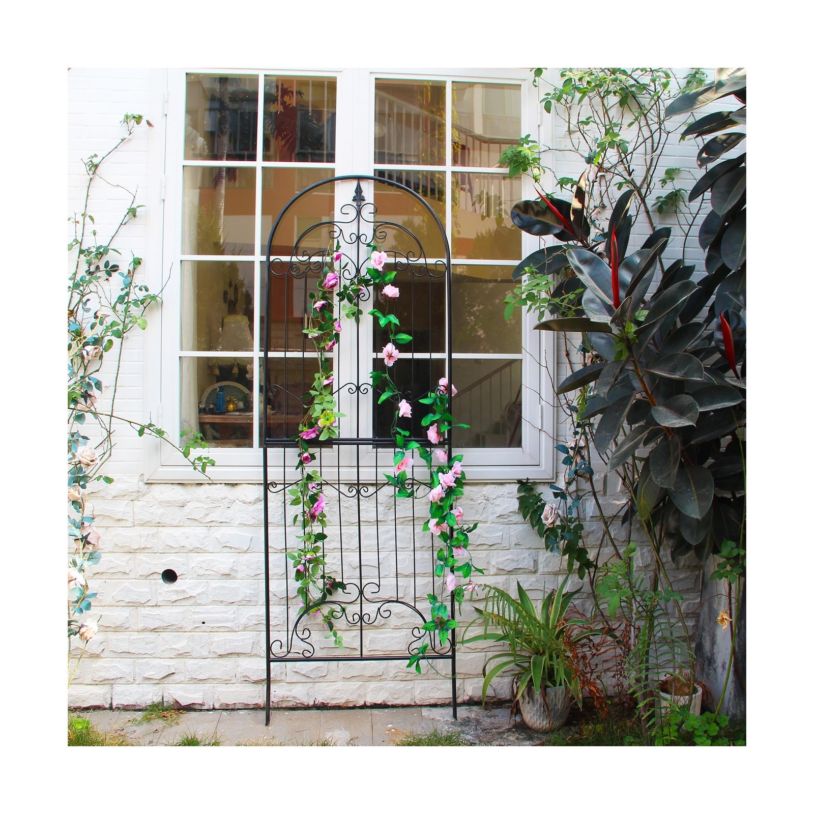 Garden Trellis for Climbing Plants 86.6″ H x 29.5″ W Tall Garden Trellis Wrou…