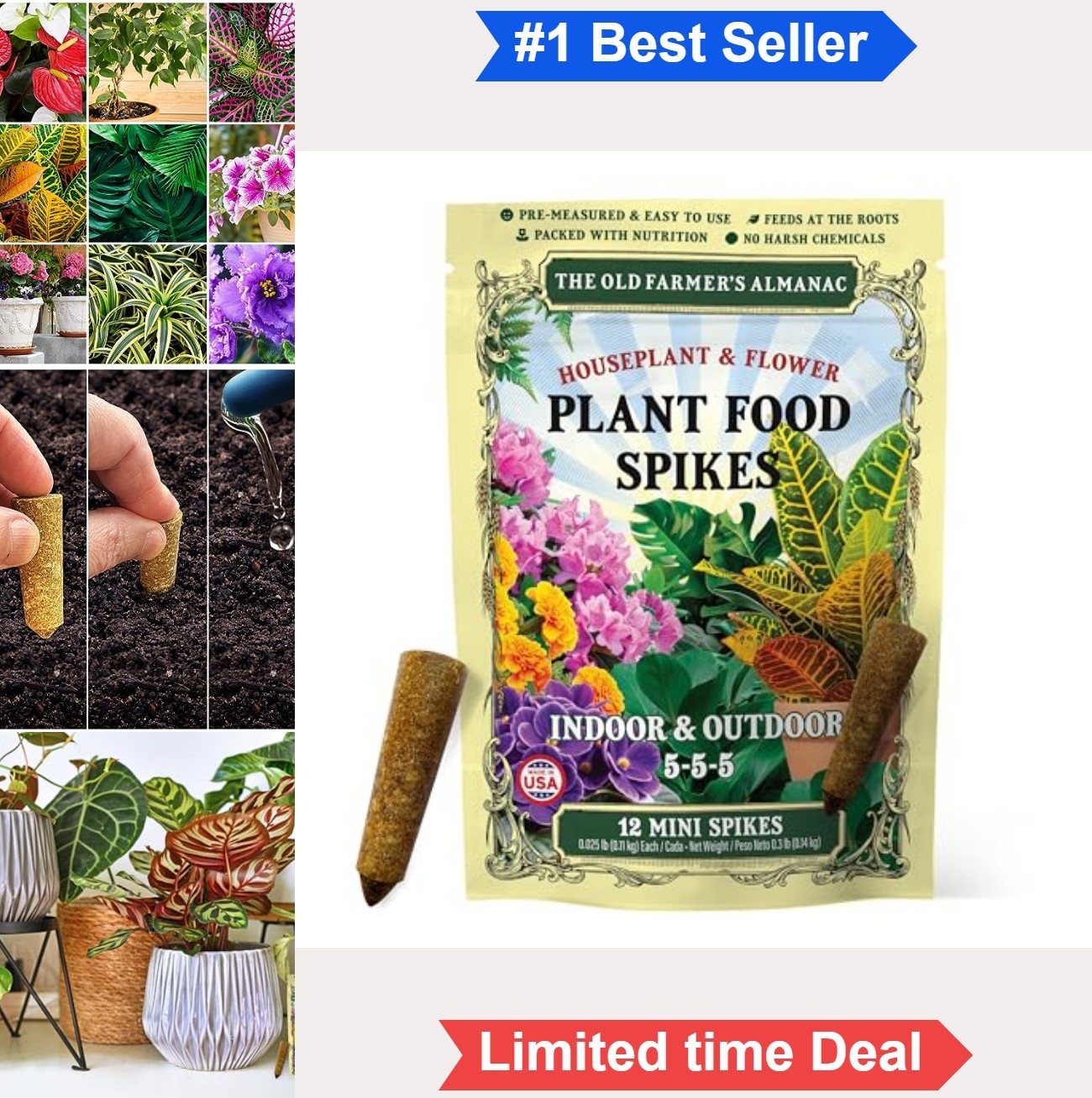 Houseplant Plant Food Spikes 5 5 5 Fertilizer 12 Count Indoor Flower Continuous