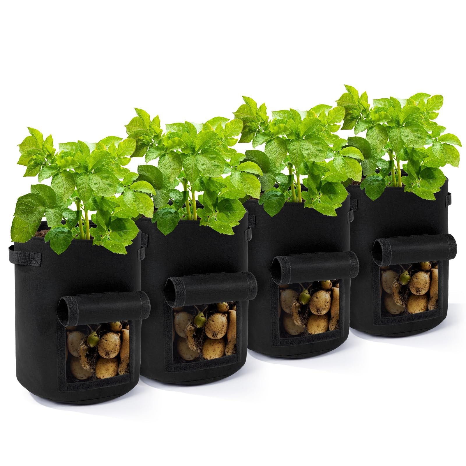 Backyard Expressions 10-Gallon Potato Grow Bags – Set of 4 Fabric Planter