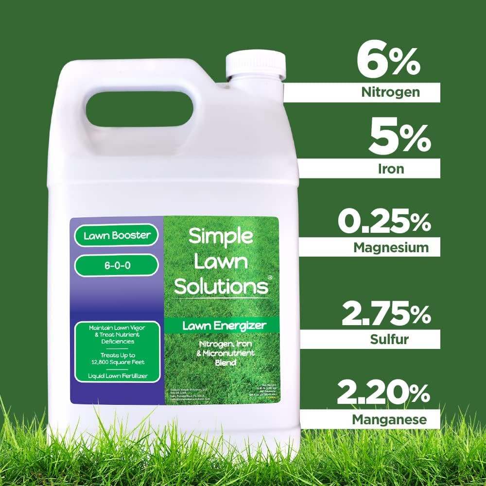 Commercial Grade Lawn Energizer – Grass Fertilizer Booster with Nitrogen, Iron,