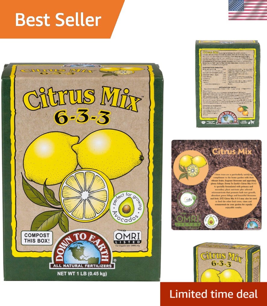 Nutrient-Rich Organic 6-3-3 Citrus Fertilizer Mix, 1 lb – Covers 2,500 sq. ft.