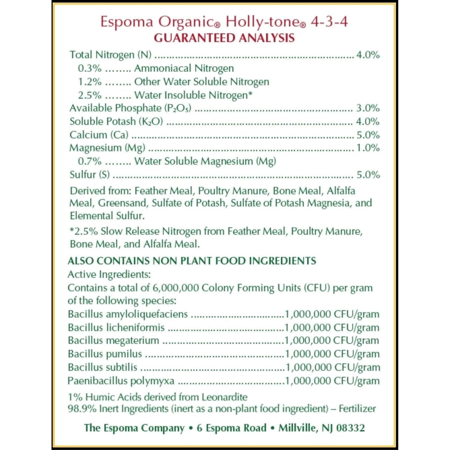 Espoma Organic Holly-Tone 4-3-4 Natural & Organic Evergreen & Azalea Plant Food;