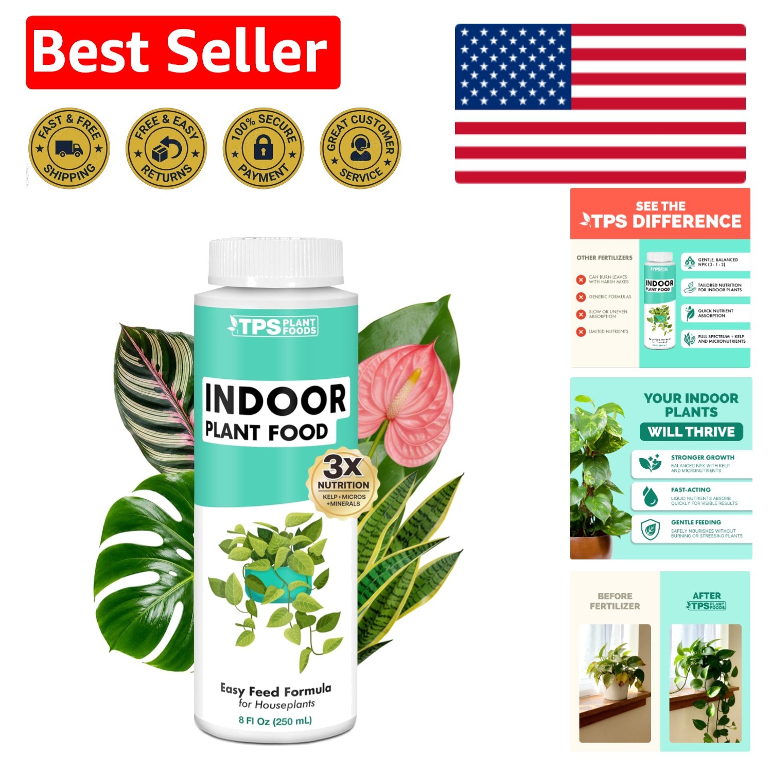 8oz Liquid Fertilizer for Houseplants – Promotes Lush Growth & Vibrant Foliage