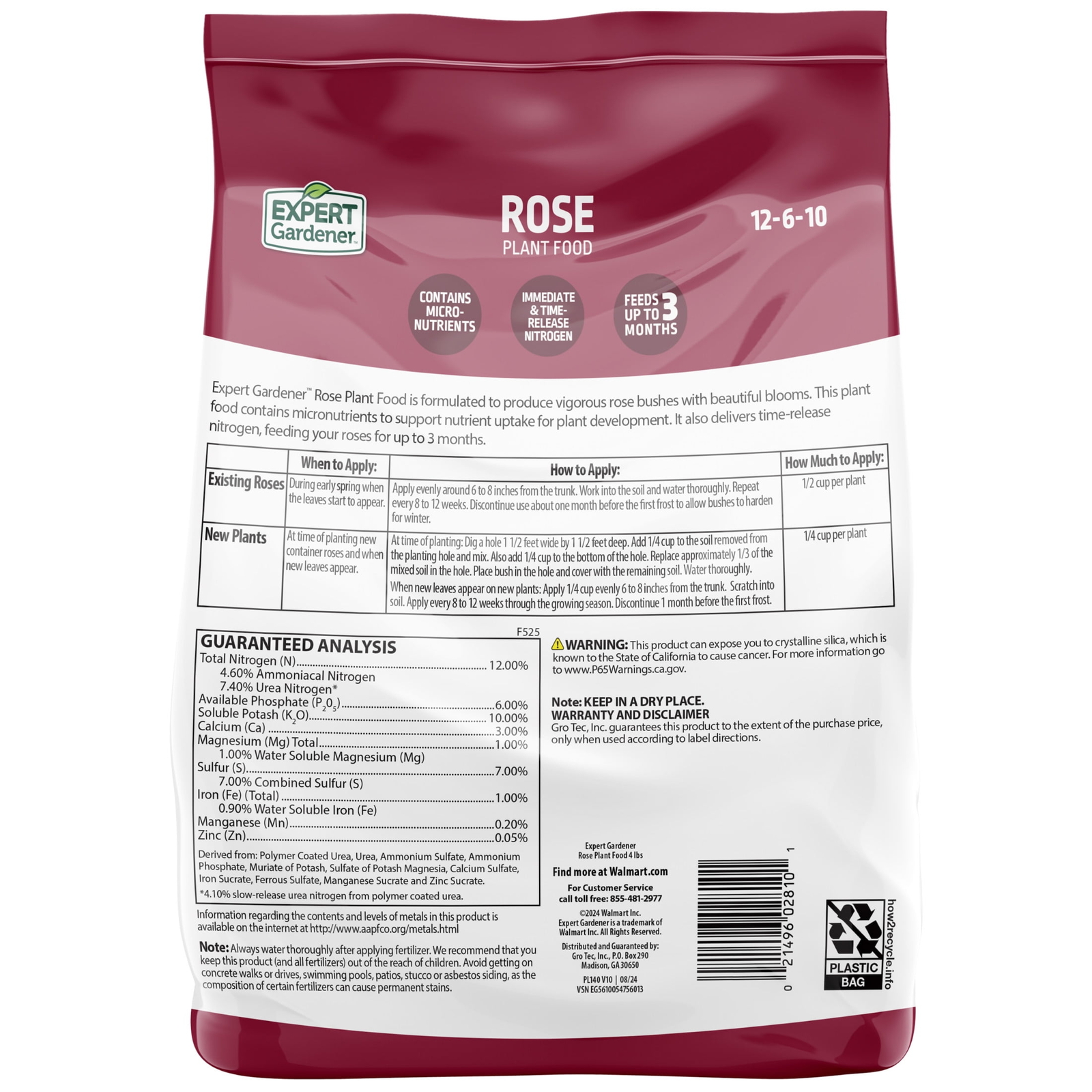 Rose Plant Food Fertilizer 12-6-10, 4 lb.