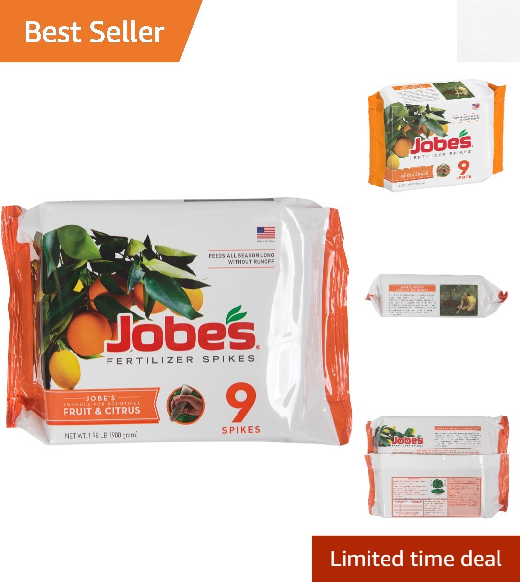 Jobe’s Slow Release Fertilizer Spikes for Fruit & Citrus – 9 Count, 8-11-11 NPK