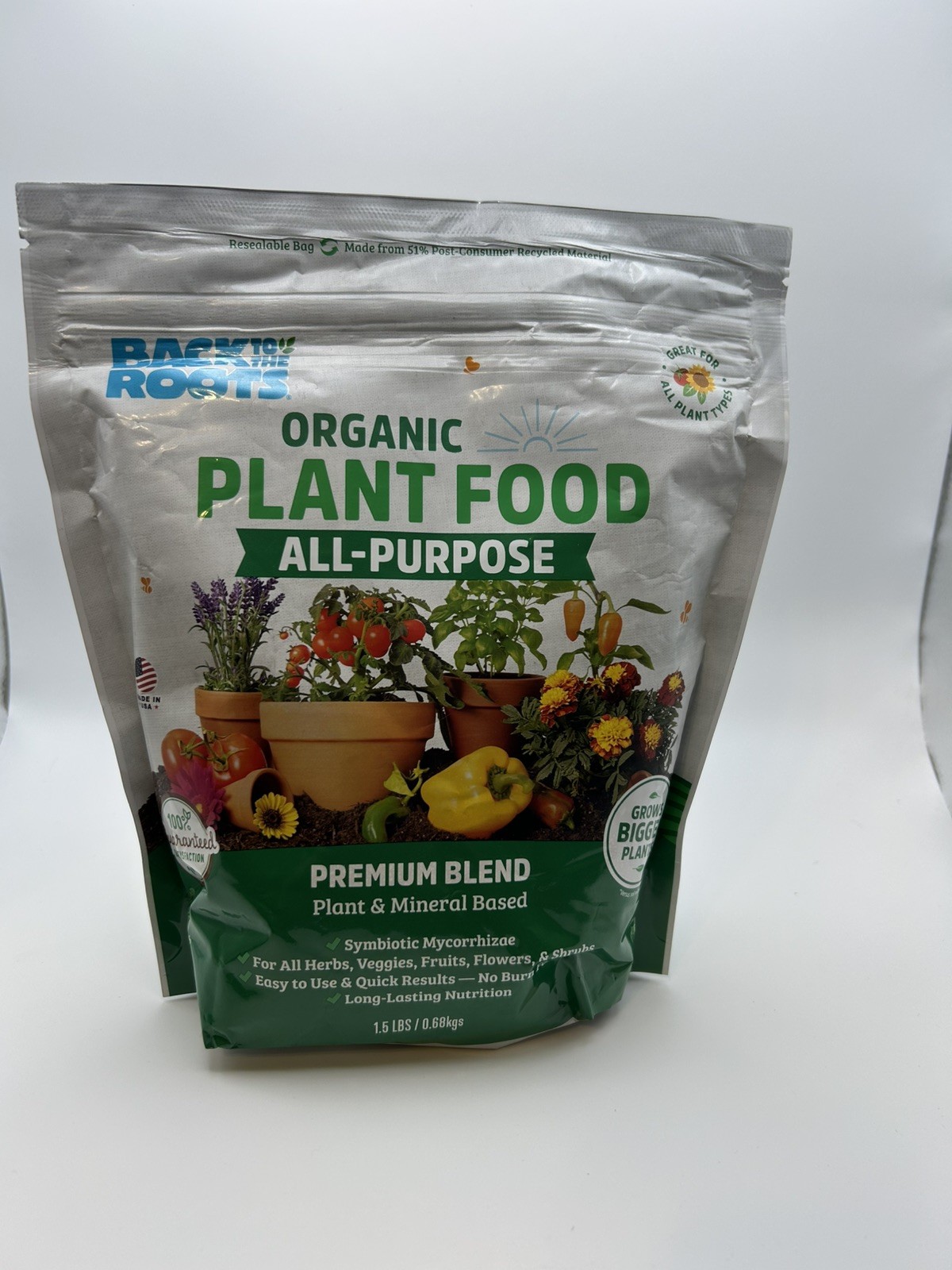 New Back To The Roots Organic Plant Food All-Purpose Premium Blend 1.5 lbs.