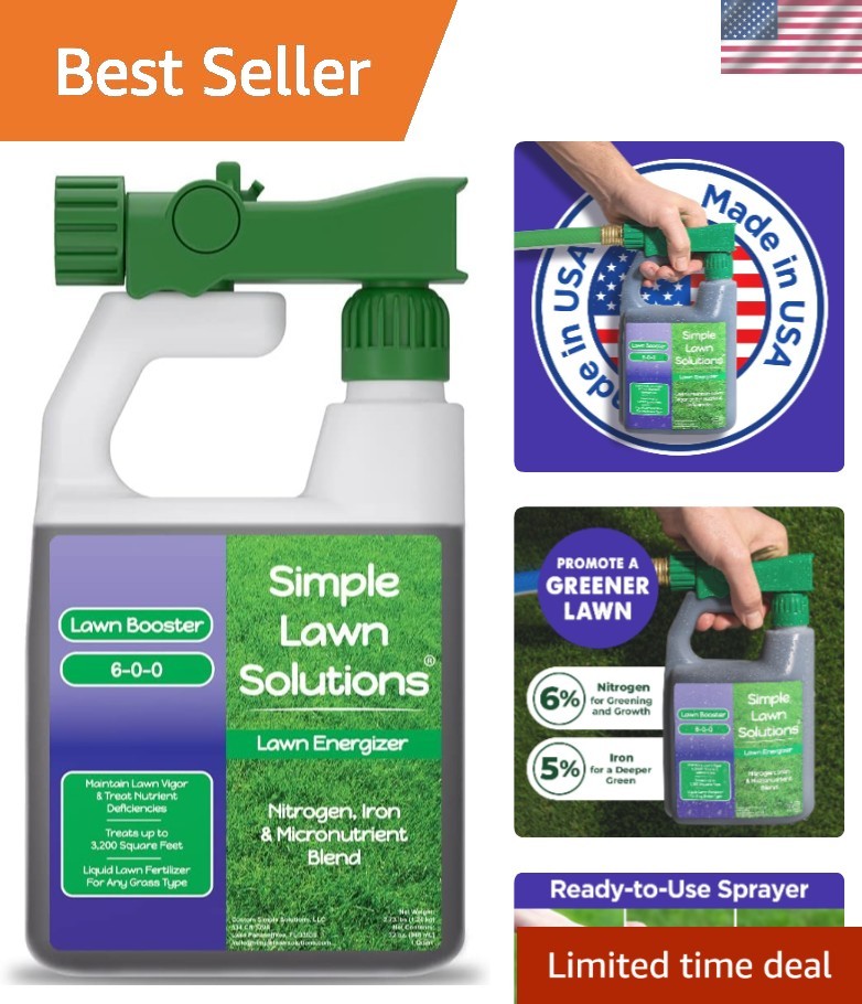 Commercial Grade 32 Oz Lawn Fertilizer – Iron & Nitrogen for Lush, Healthy Lawns
