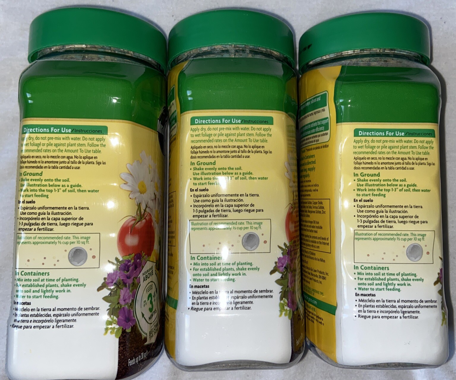 Lot Of 3 Miracle-Gro Shake ‘N Feed All Purpose Plant Food 1 lb Each