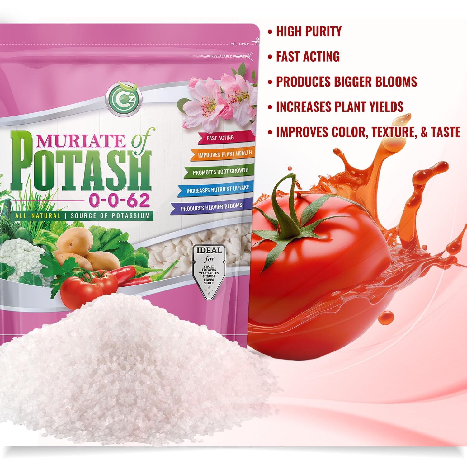 Muriate of Potash 0-0-62 Fertilizer Cz Garden Organics 5LB