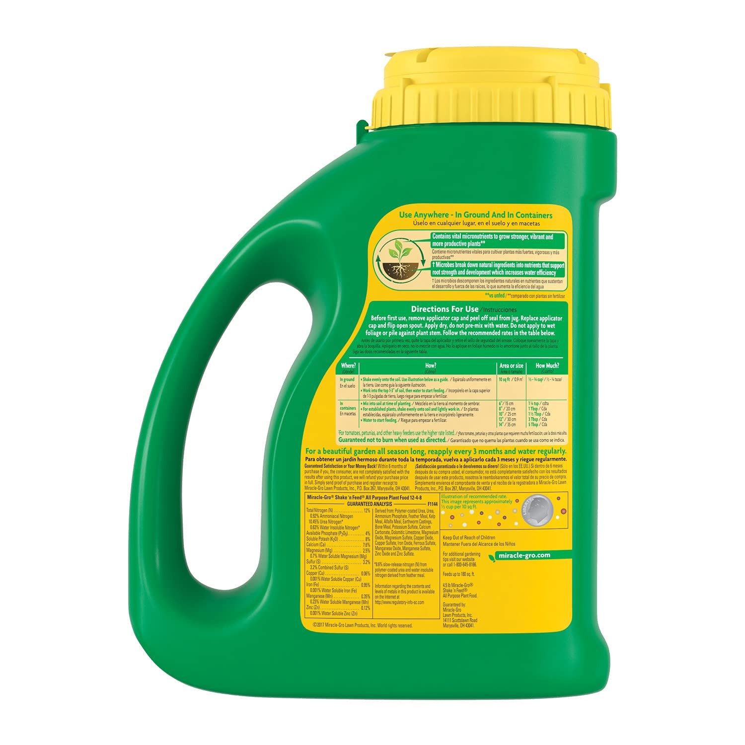 Miracle-Gro Shake ‘N Feed All Purpose Plant Food, Feeds up to 3 Months, 4.5 lb