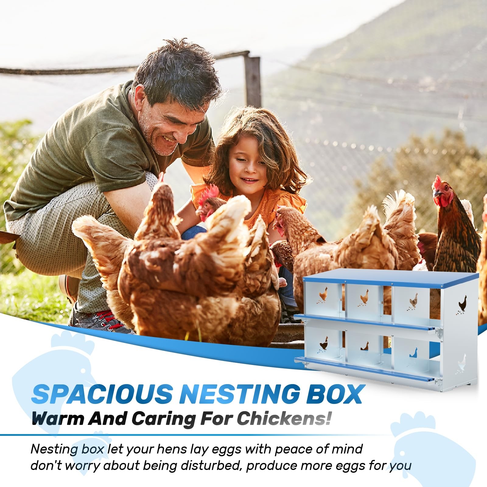 Kinchoix Chicken Nesting 6 Compartments Metal Laying Boxes Chicken Hens Poultry