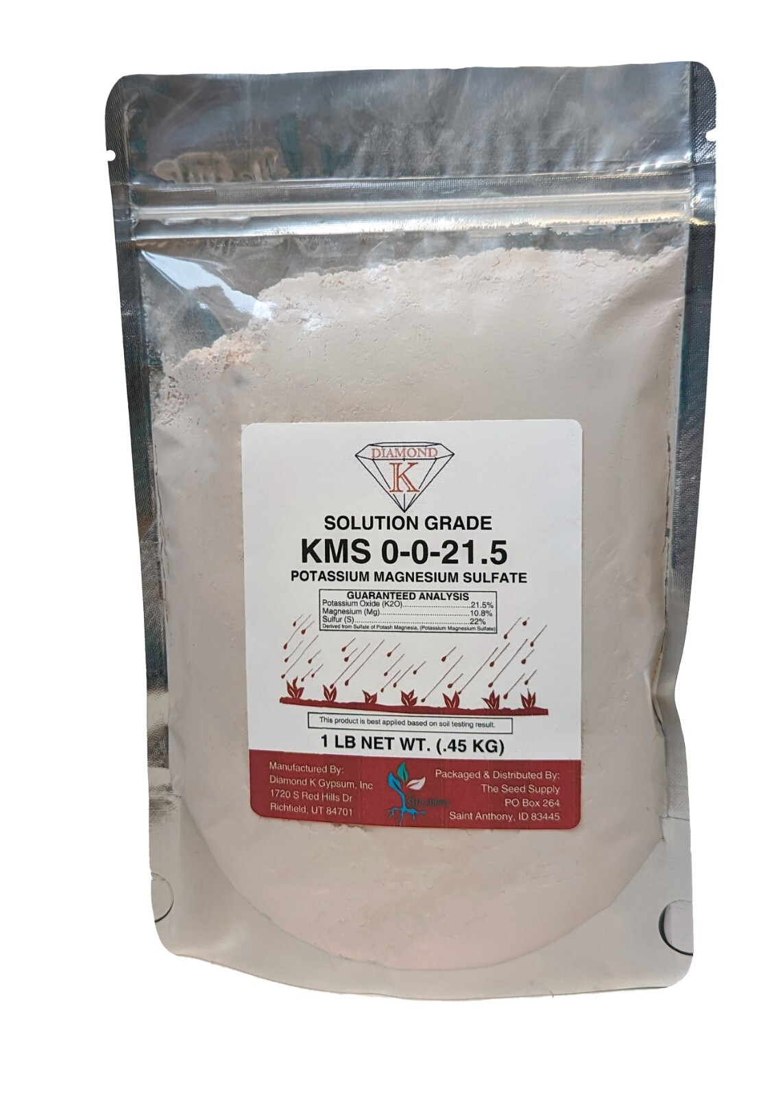 1lb KMS Potassium Magnesium Sulfate 0-0-21.5 SulPoMag Soluble Fertilizer Powder