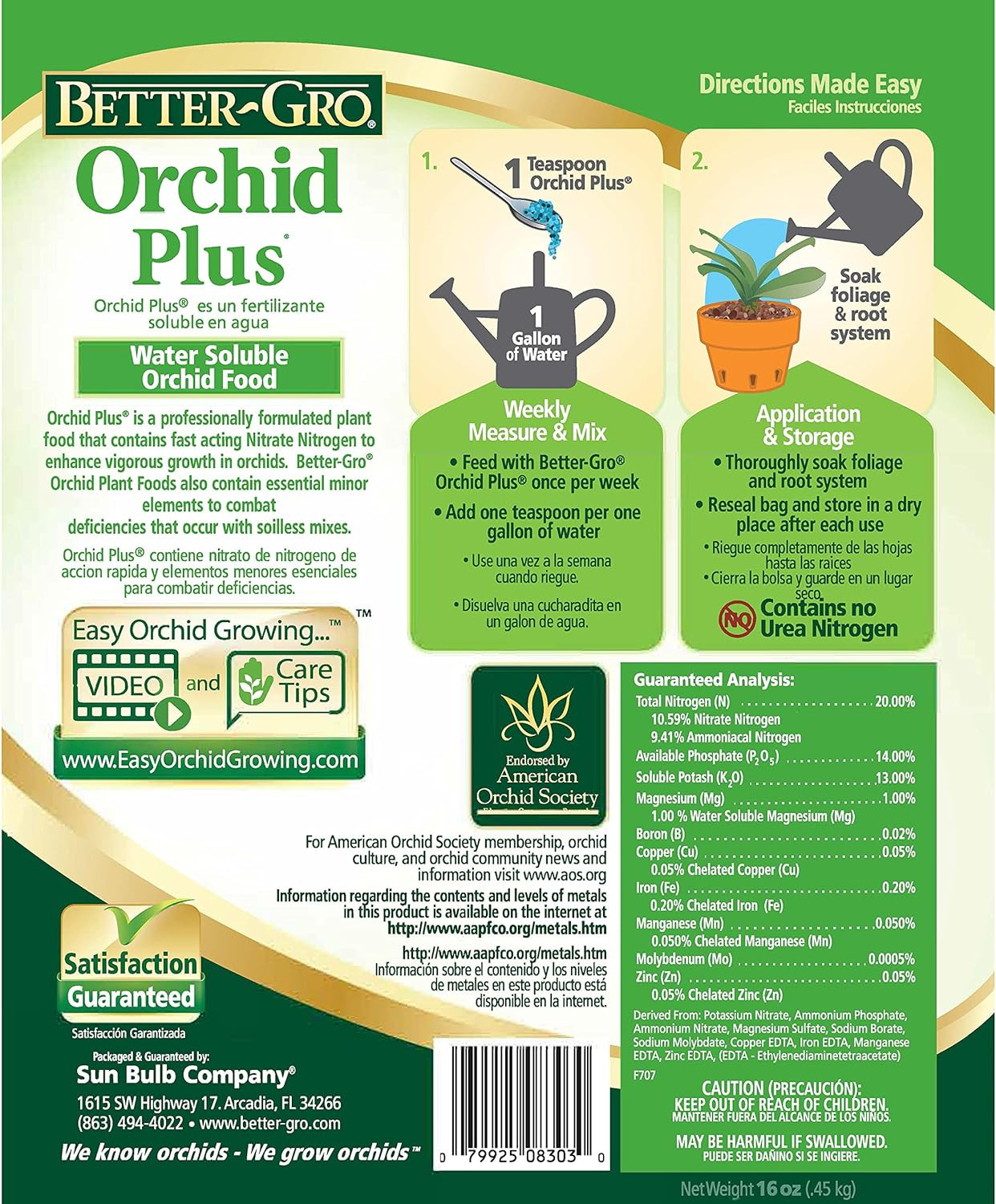 Better Gro Orchid Plus Fertilizer 16 Oz Urea Free For Healthy Orchid Growth