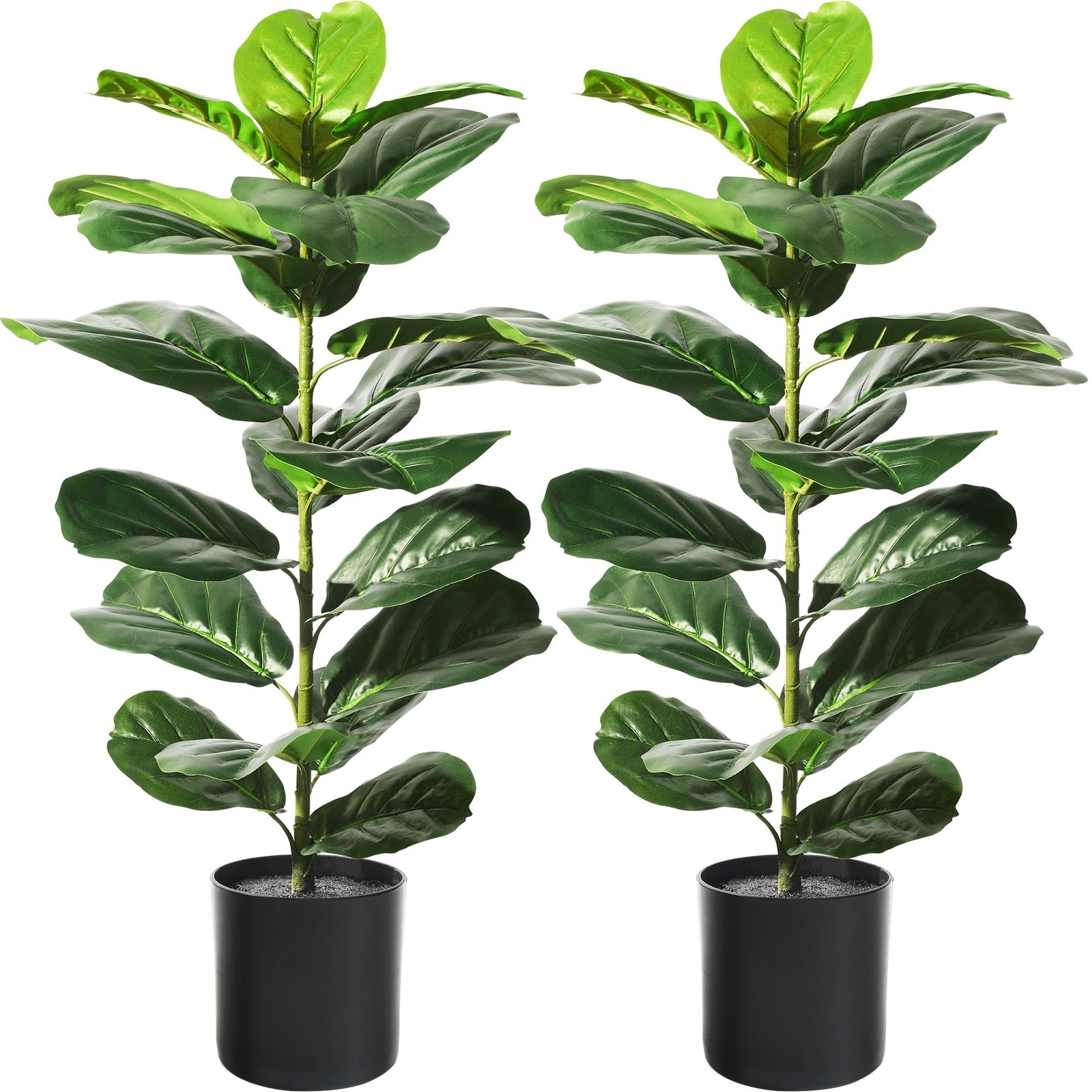 Suntee 2 Pack Artificial Fiddle Leaf Fig Tree, 30″ Ficus Lyrata Fake Plants w…