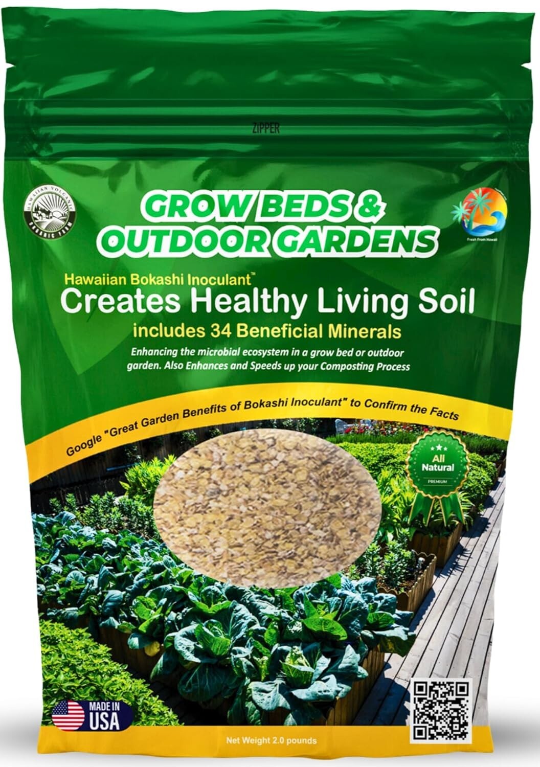 Hawaiian Volcanic Organic Bokashi Compost Starter with 34 Natural Minerals