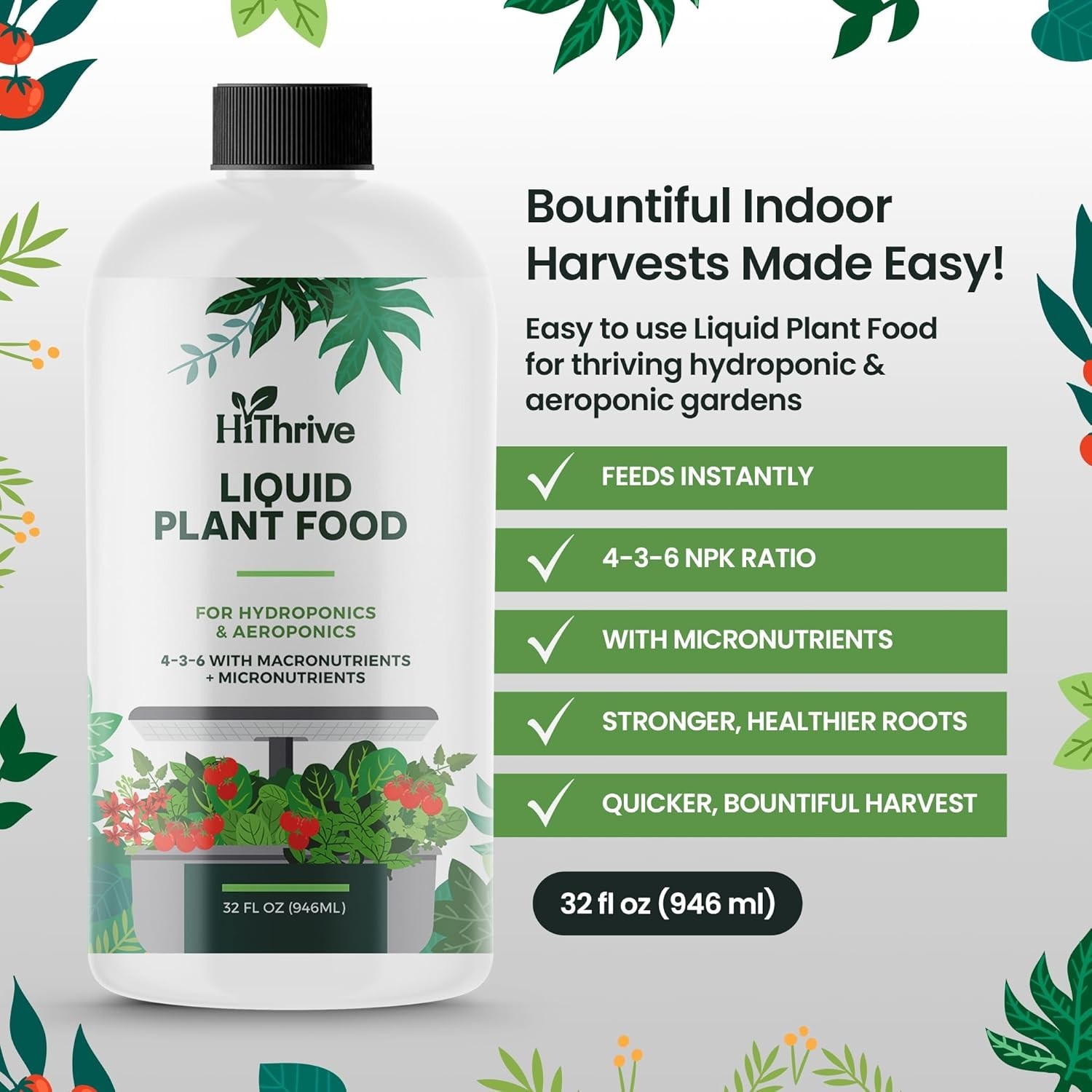 Liquid Plant Food Fertilizer 32oz Hydroponic Nutrients Nutrient Solution for