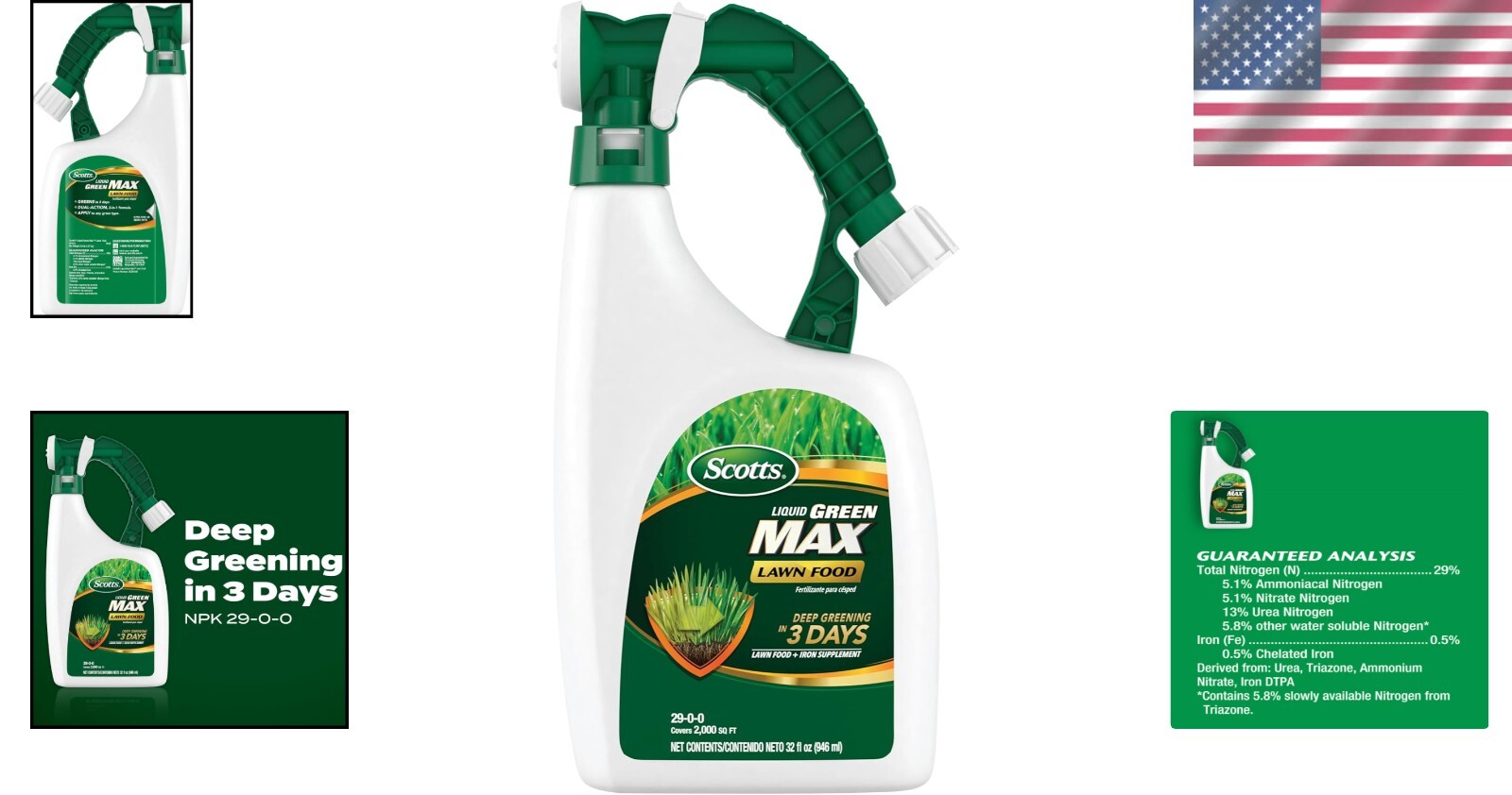 Liquid Green Max Lawn Fertilizer & Iron Supplement – Easy Hose Application