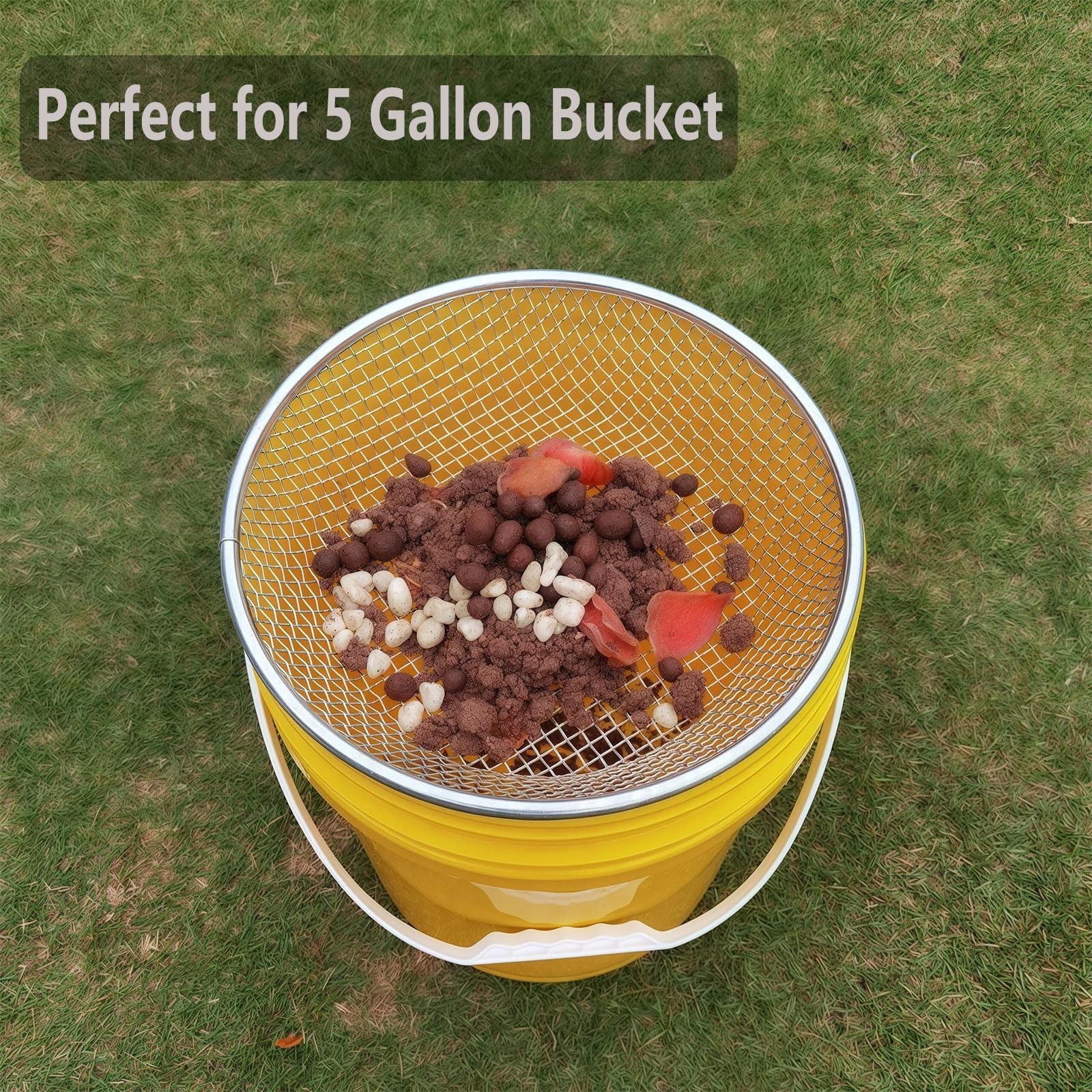 3 Pack Gardening Sand Soil Compost Sifter Perfect for 5 Gallon Bucket, 1/4 in…