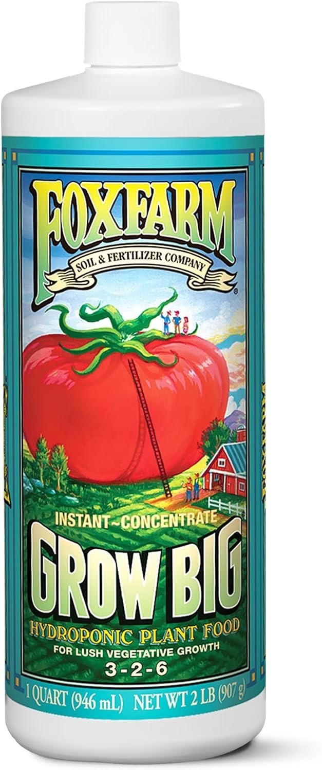 Hydroponic Plant Food 3-2-6 Liquid Fertilizer with Micronutrients 1 Quart