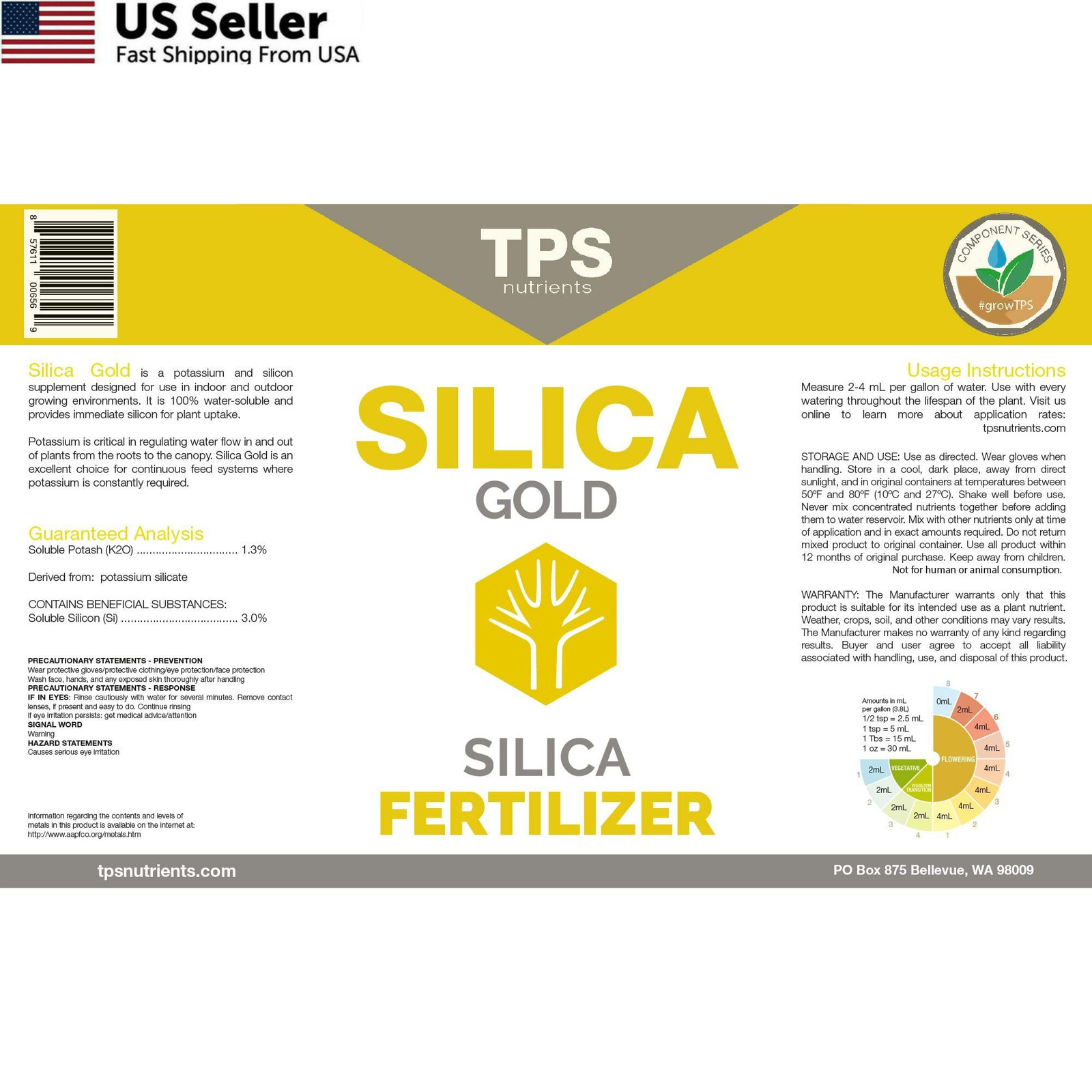 Plant Strength Nutrient Supplement Bioavailable Silicon 1 Quart 32oz USA