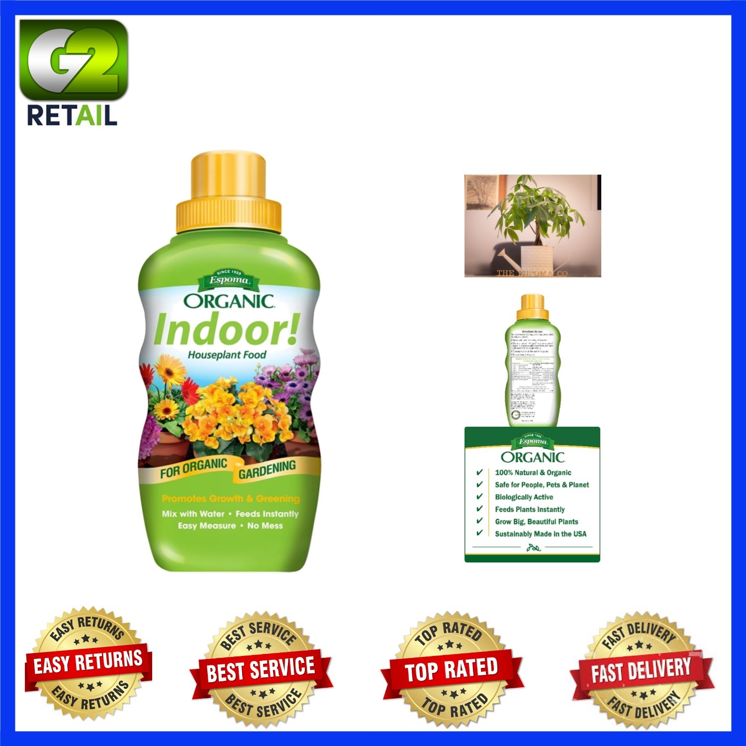 Liquid 8oz Organic Fertilizer – Fast Results for Indoor Plants & Safe for Kids