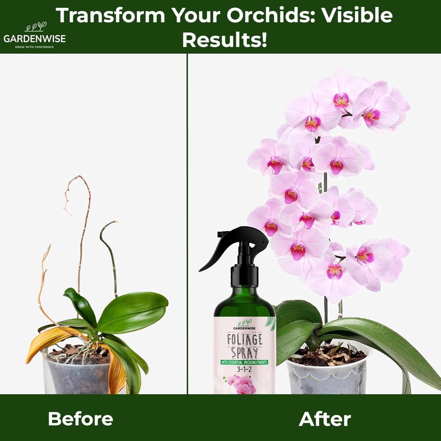 Orchid Fertilizer Spray 3-1-2 Premium Orchid Food Mist for Blooming 8–16oz
