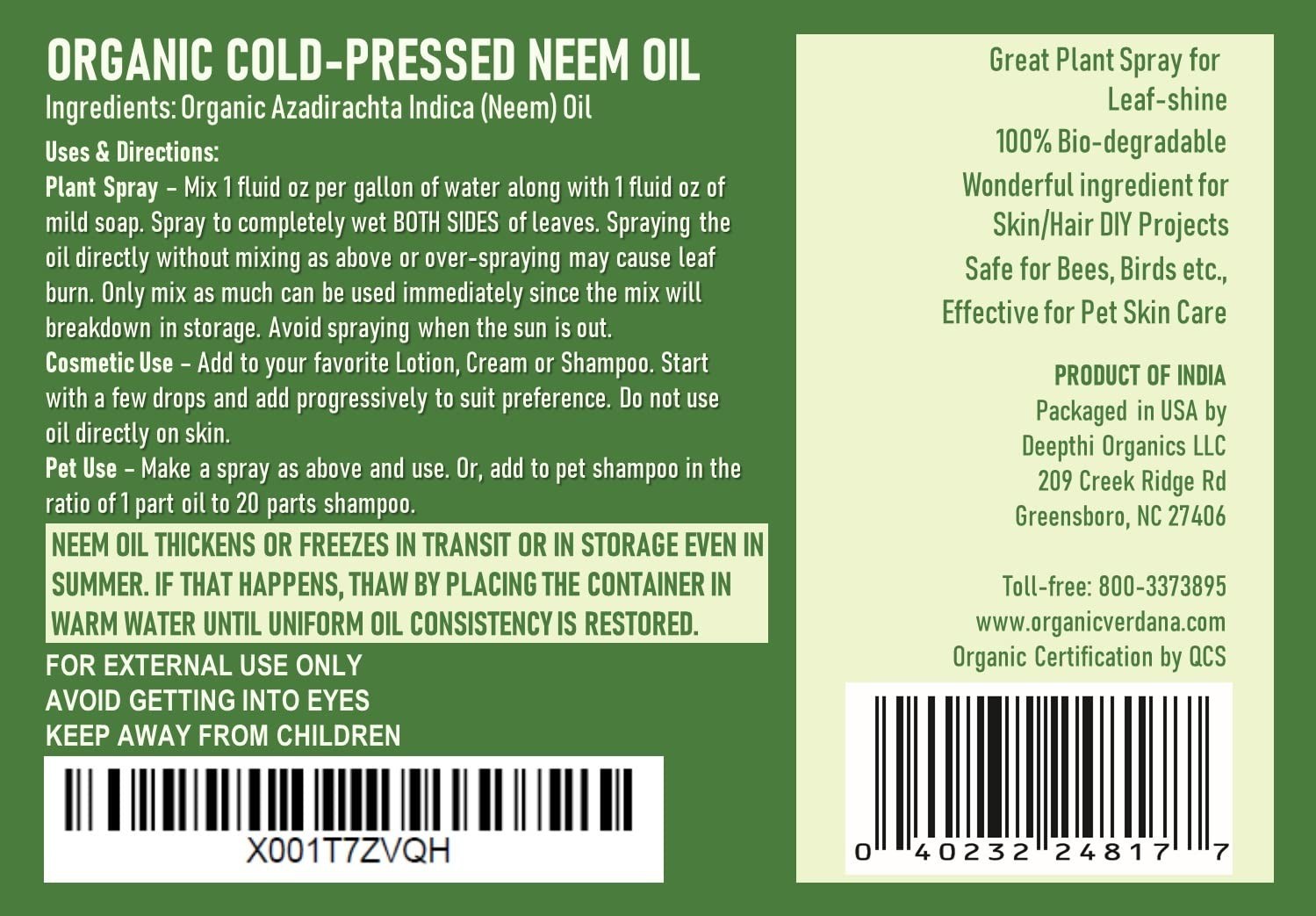 Pure Neem Oil Organic Cold Pressed 1 Gallon for Plants Skin Hair Soap Making