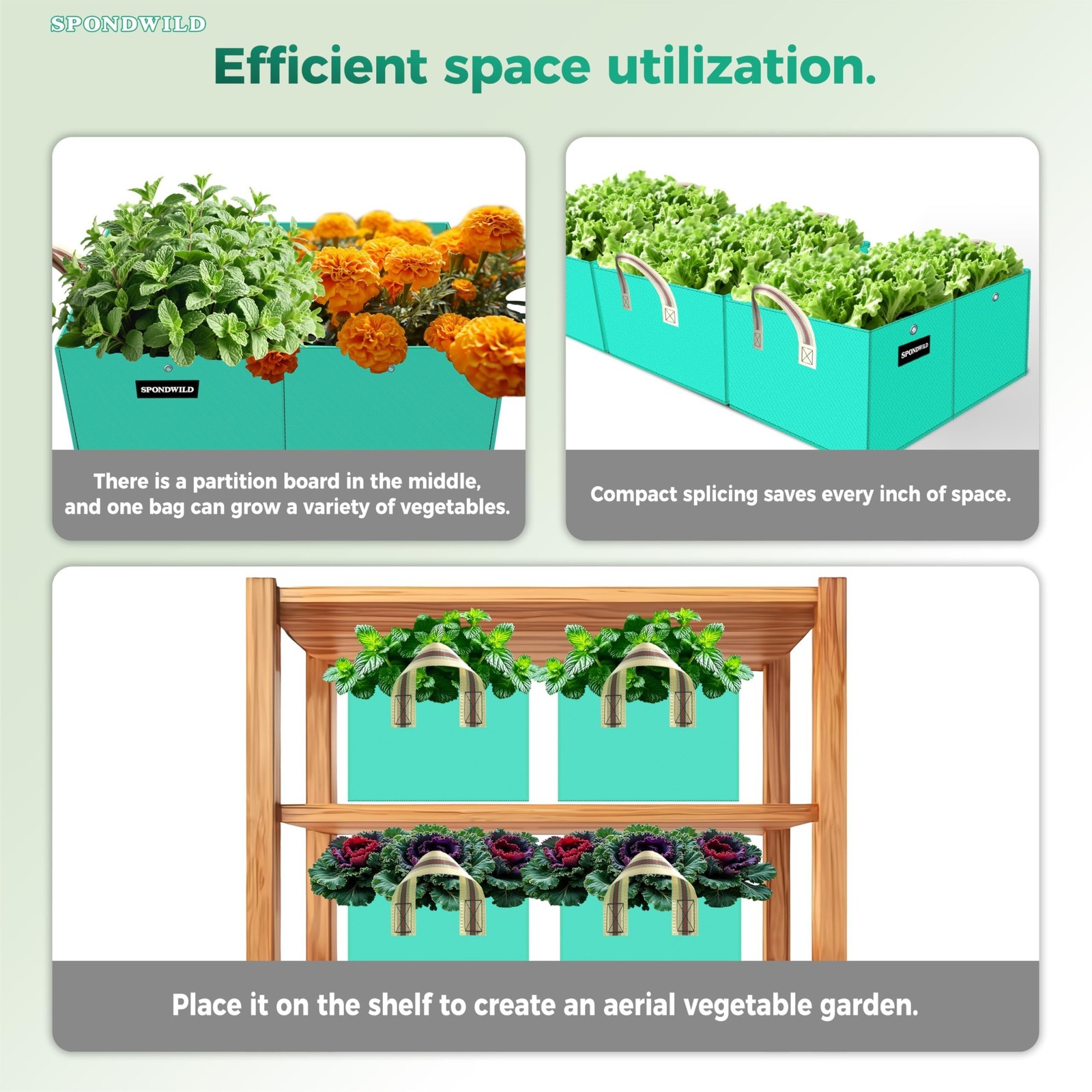 2 Pcs 8 Gallon Rectangle Grow Bags for Growing Vegetables, Reusable Plant Con…
