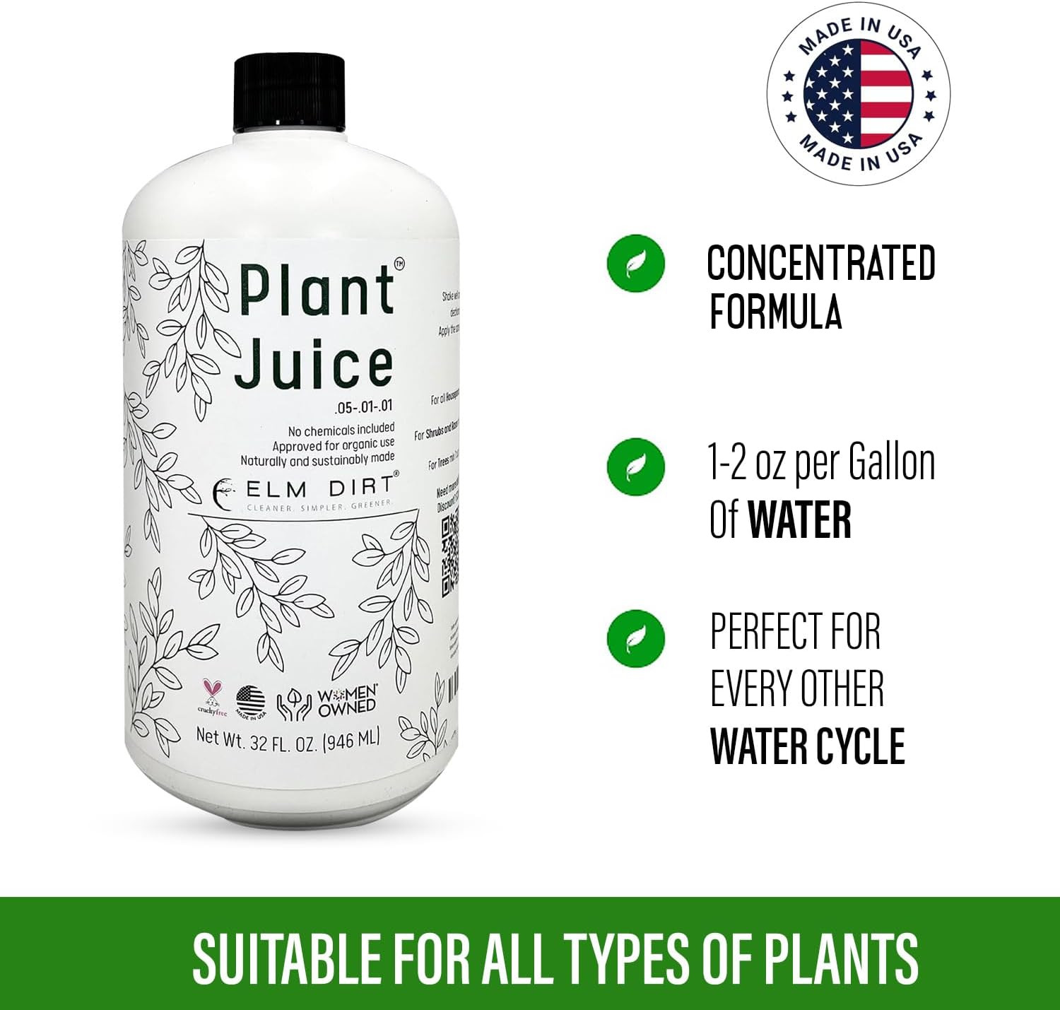 Plant Juice Organic Fertilizer for All Plants – Indoor or Outdoor (1 Bottle)