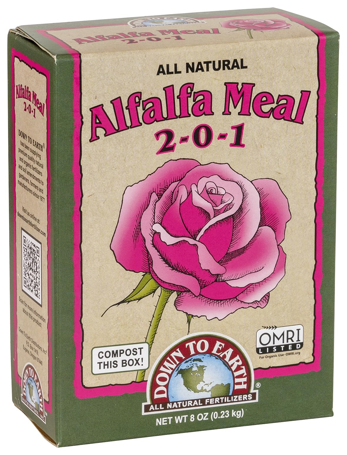 Down To Earth Organic Alfalfa Meal Fertilizer Mix 2-0-1, 0.5 Lb