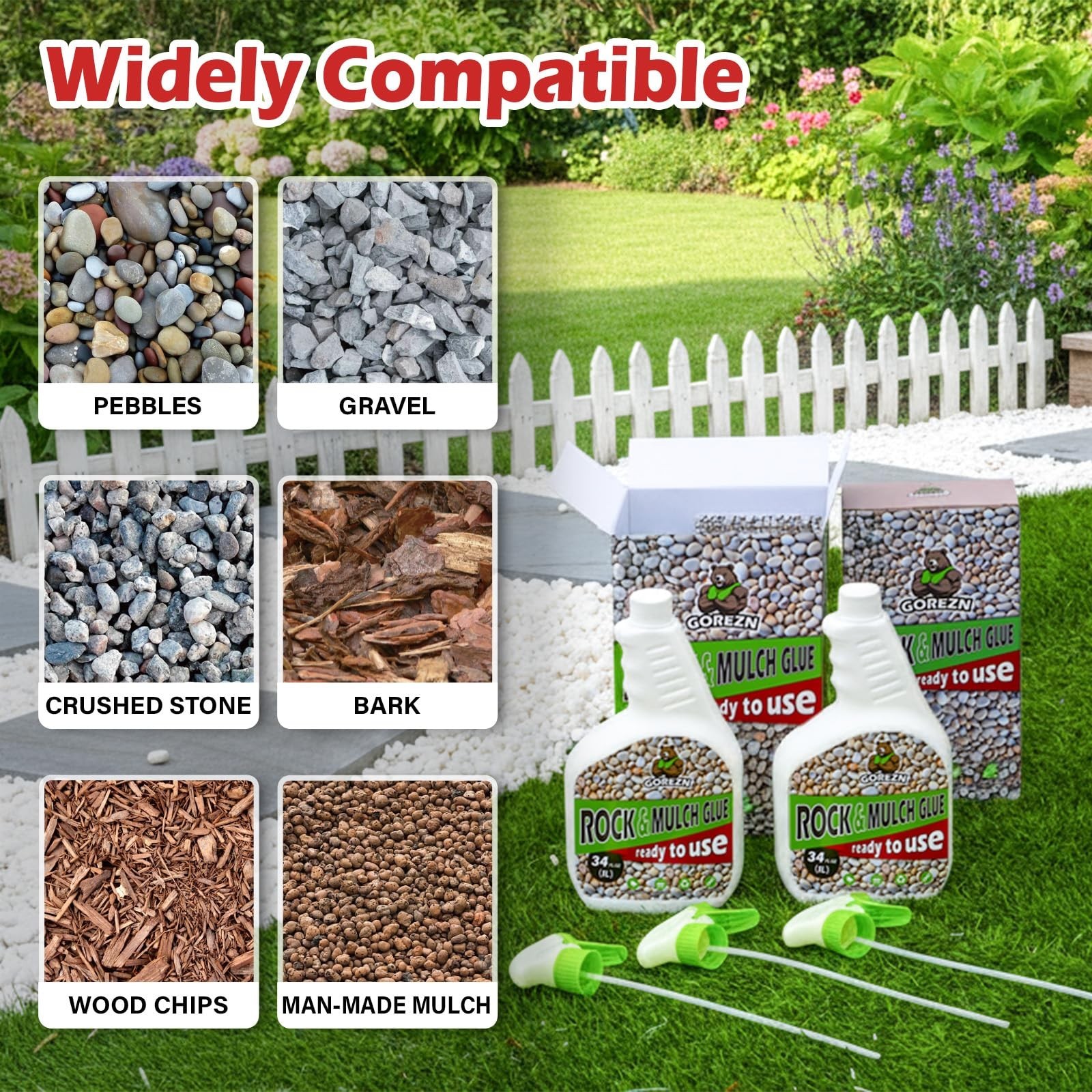 Mulch Glue for Landscaping with Sprayer 68 OZ, Rock Glue for Landscaping&#