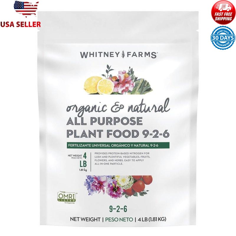 Organic All-Purpose Plant Food 4lb Whitney Farms Boost Growth Abundant Blooms US