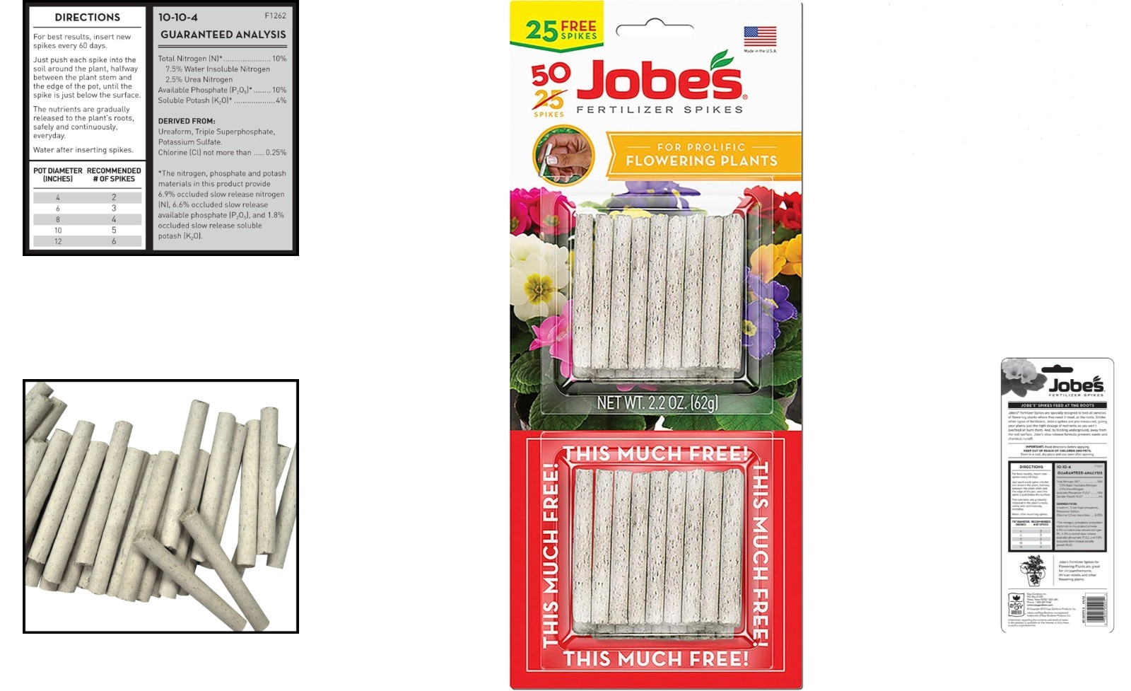 Slow Release 50 Count Fertilizer Spikes for Indoor Flowering Plants – 10-10-4