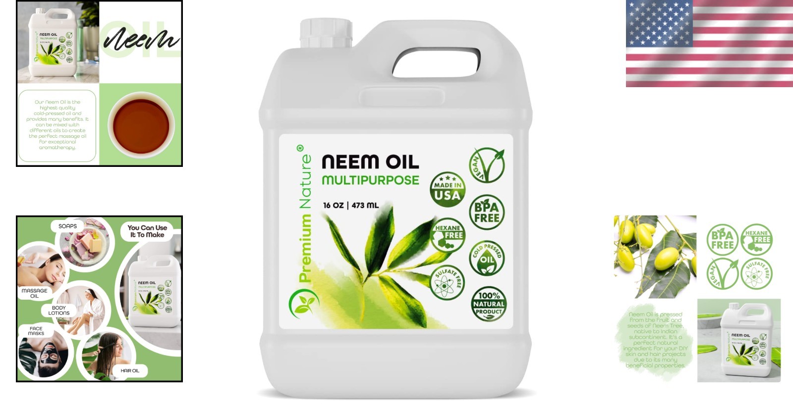 Organic Cold Pressed Neem Oil – 16 oz Multi-Purpose for Skin & Plants