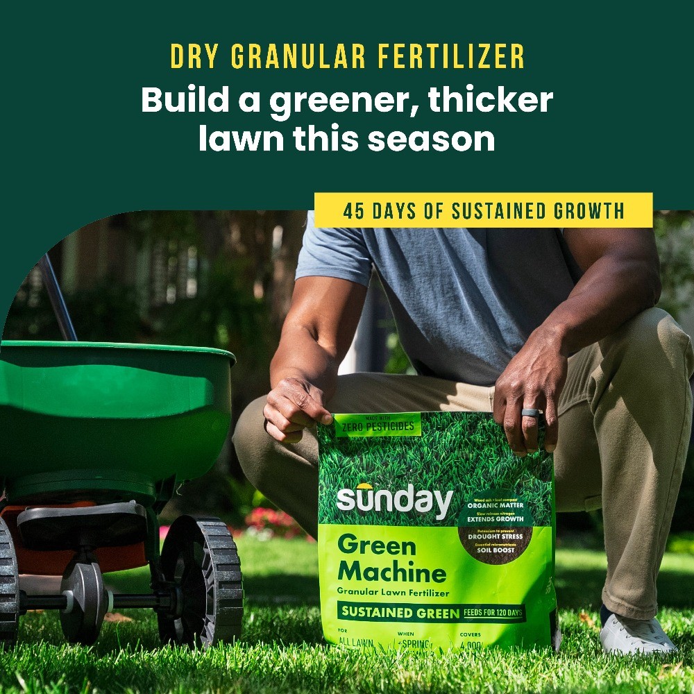 Sunday Green Machine Premium Granular Lawn Fertilizer, 4,000 Sq. ft. 12lbs