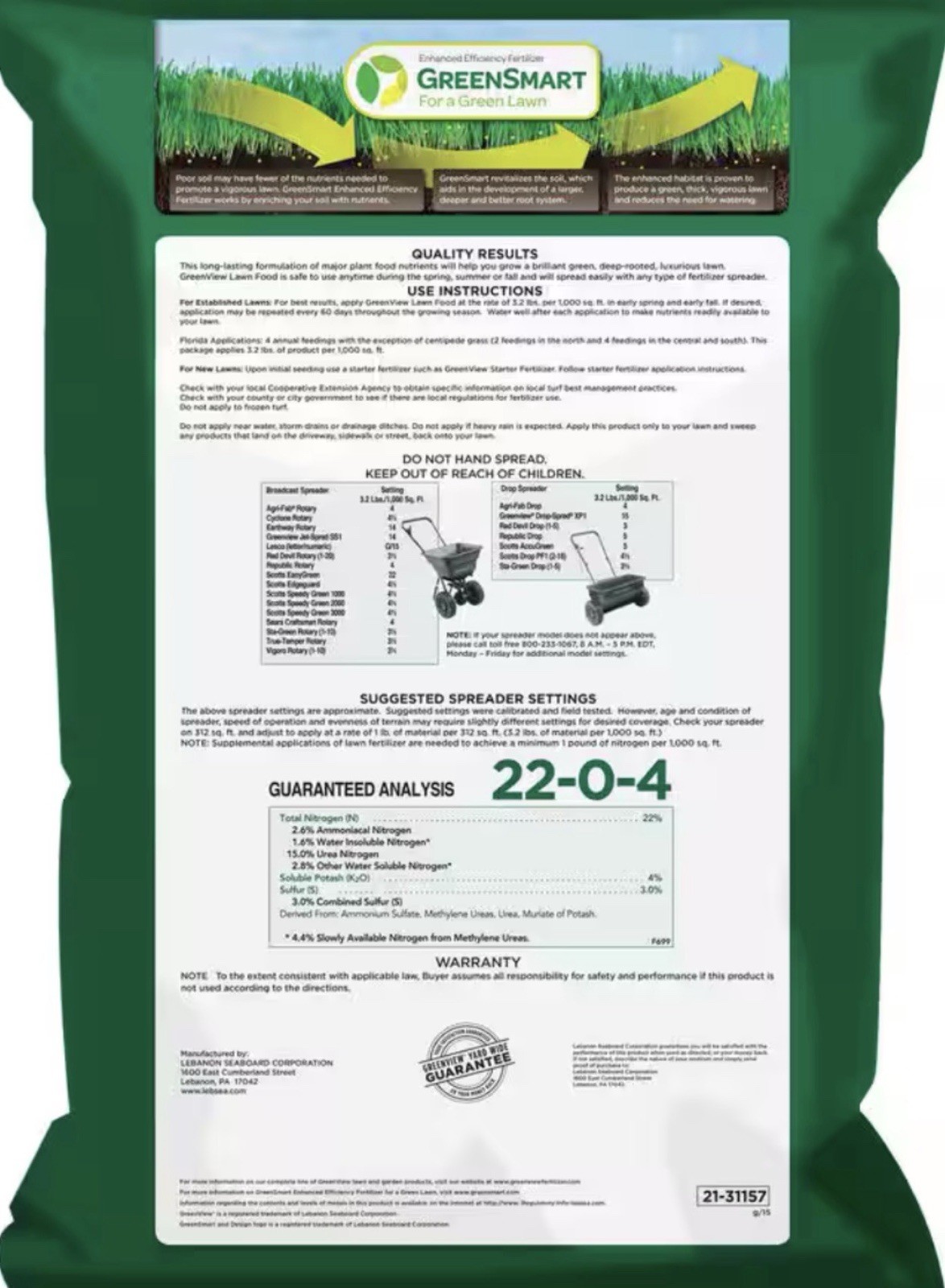 16 lbs. Lawn Food, Covers 5,000 sq. ft. (22-0-4)